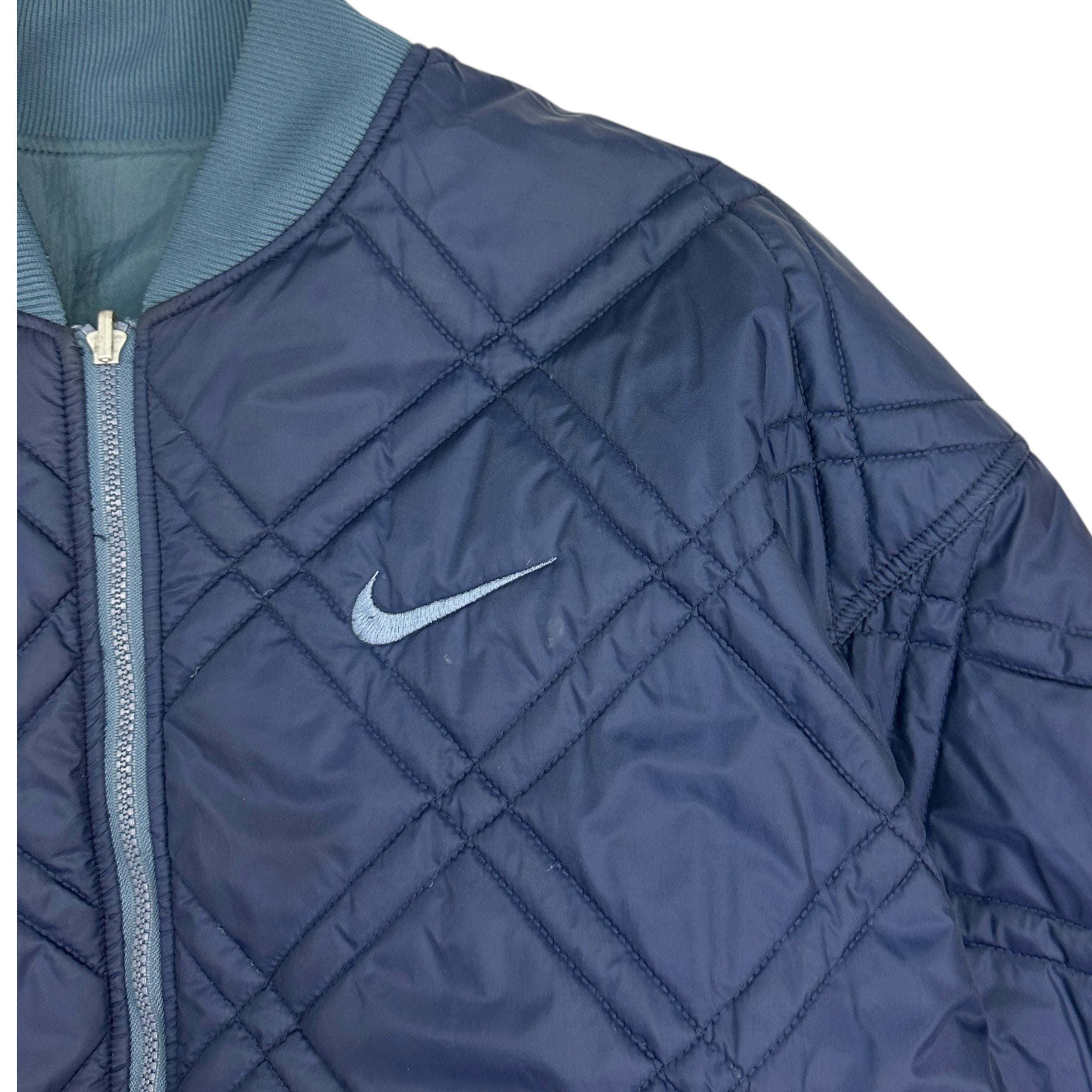 Vintage Nike Reversible Quilted Bomber Jacket Blue/Navy