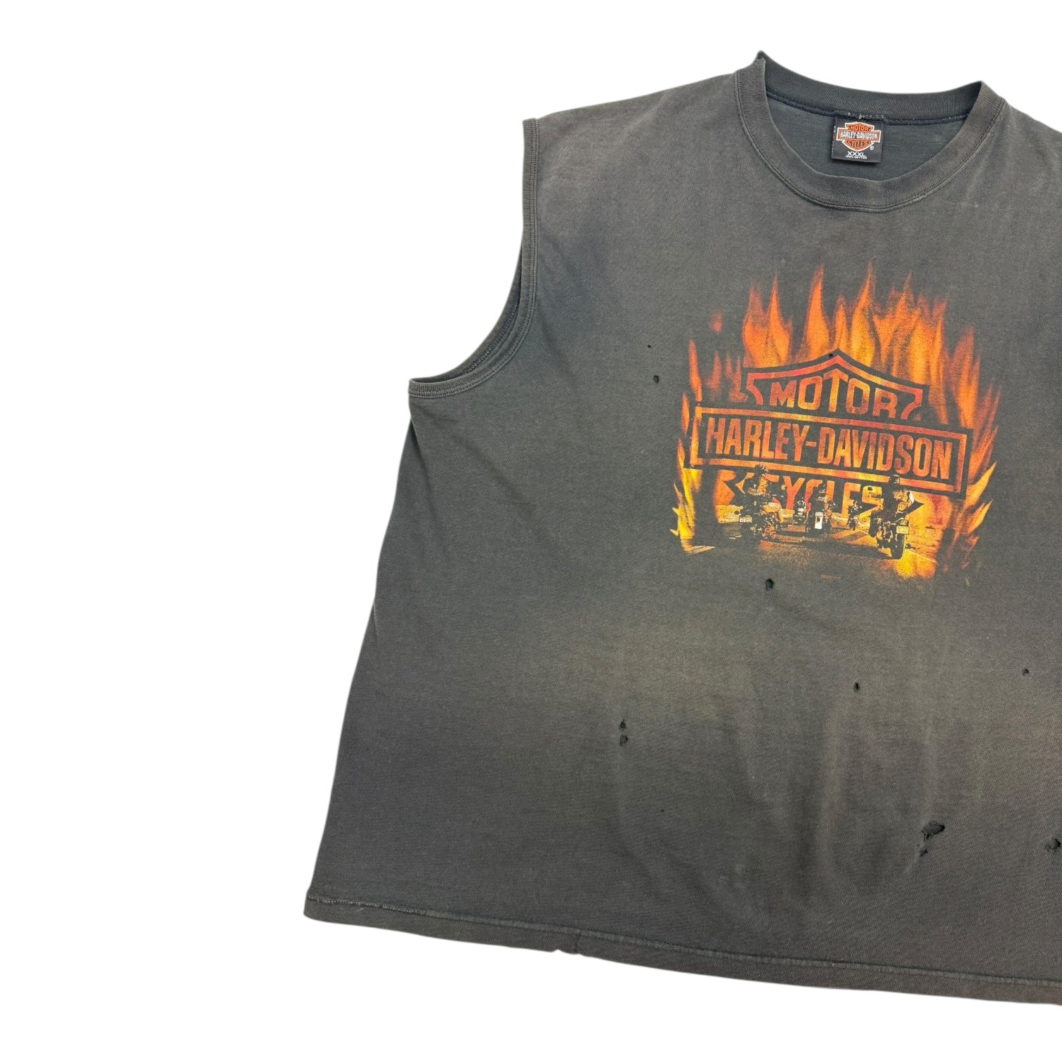 Vintage Harley Davidson Fire Tank Top Black