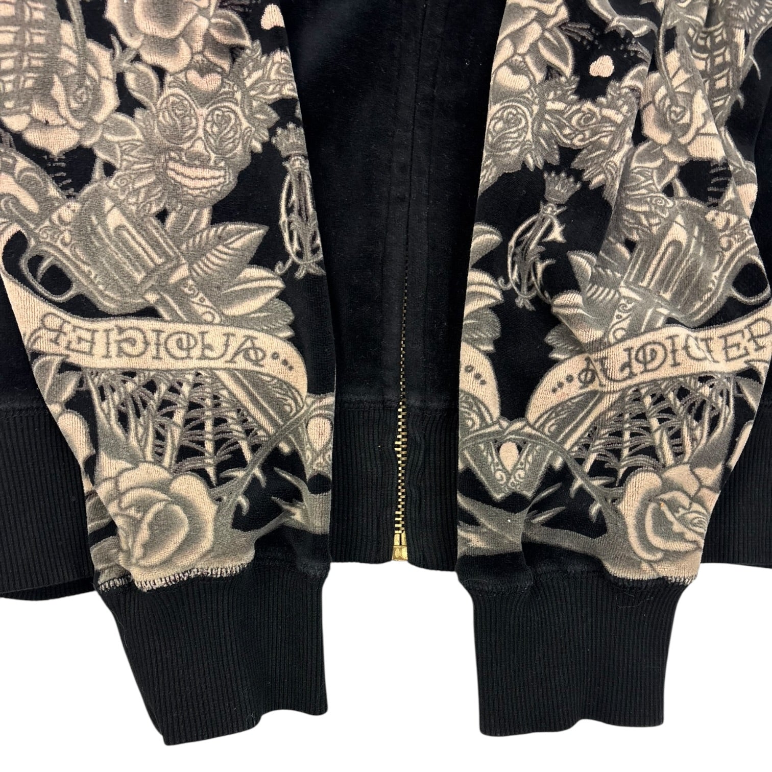 Vintage Y2K Christian Audigier Velour Full Zip Sweater