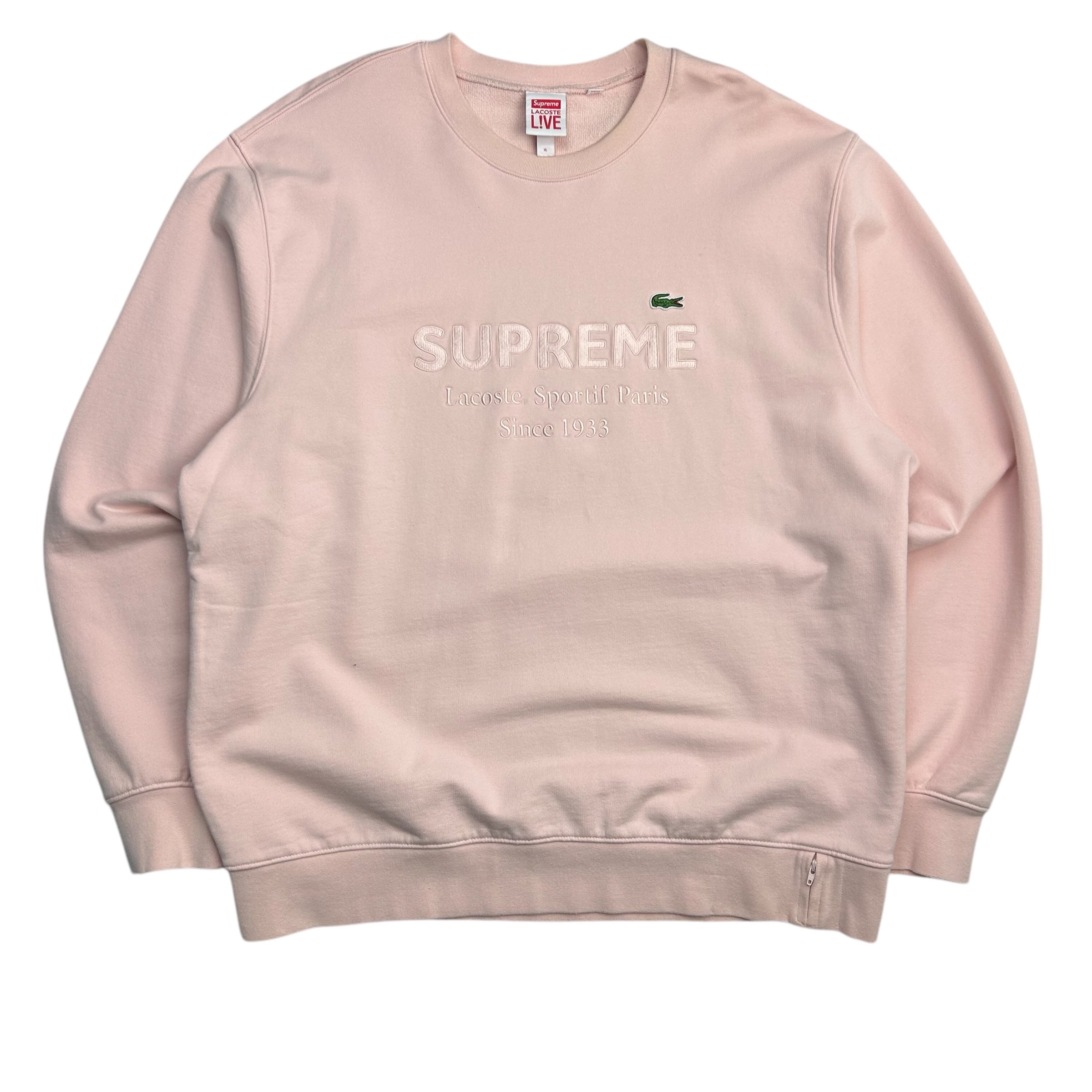 Supreme X Lacoste Crewneck Sweater Pink