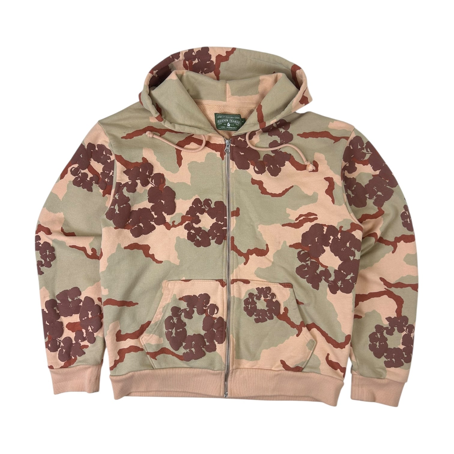 Denim Tears Cotton Wreath Zip Up Hoodie Brown Camo