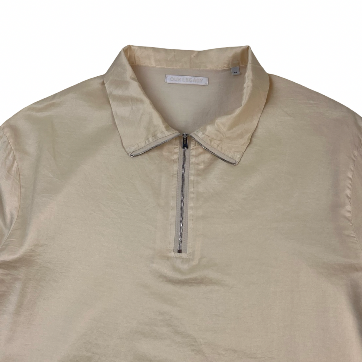Our Legacy Silk Quarter-Zip Polo Cream