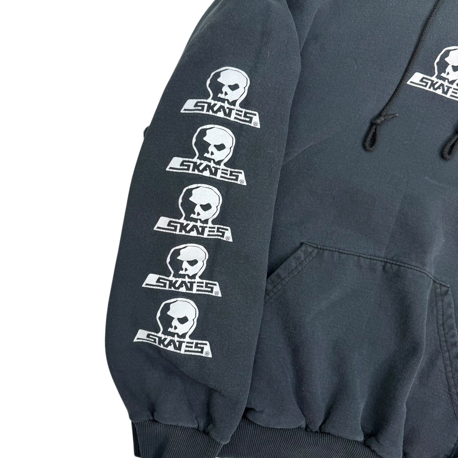 Vintage Skull Skates Logo Hoodie Black