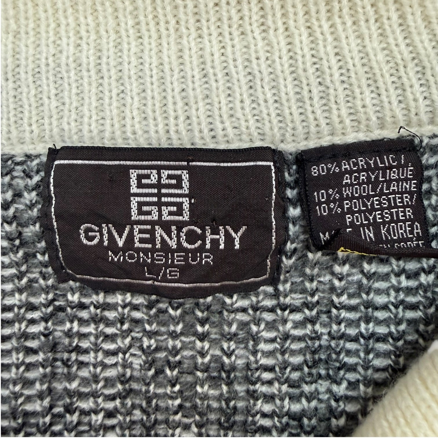 Vintage Givenchy Shawl Kneck Sweater White/Black