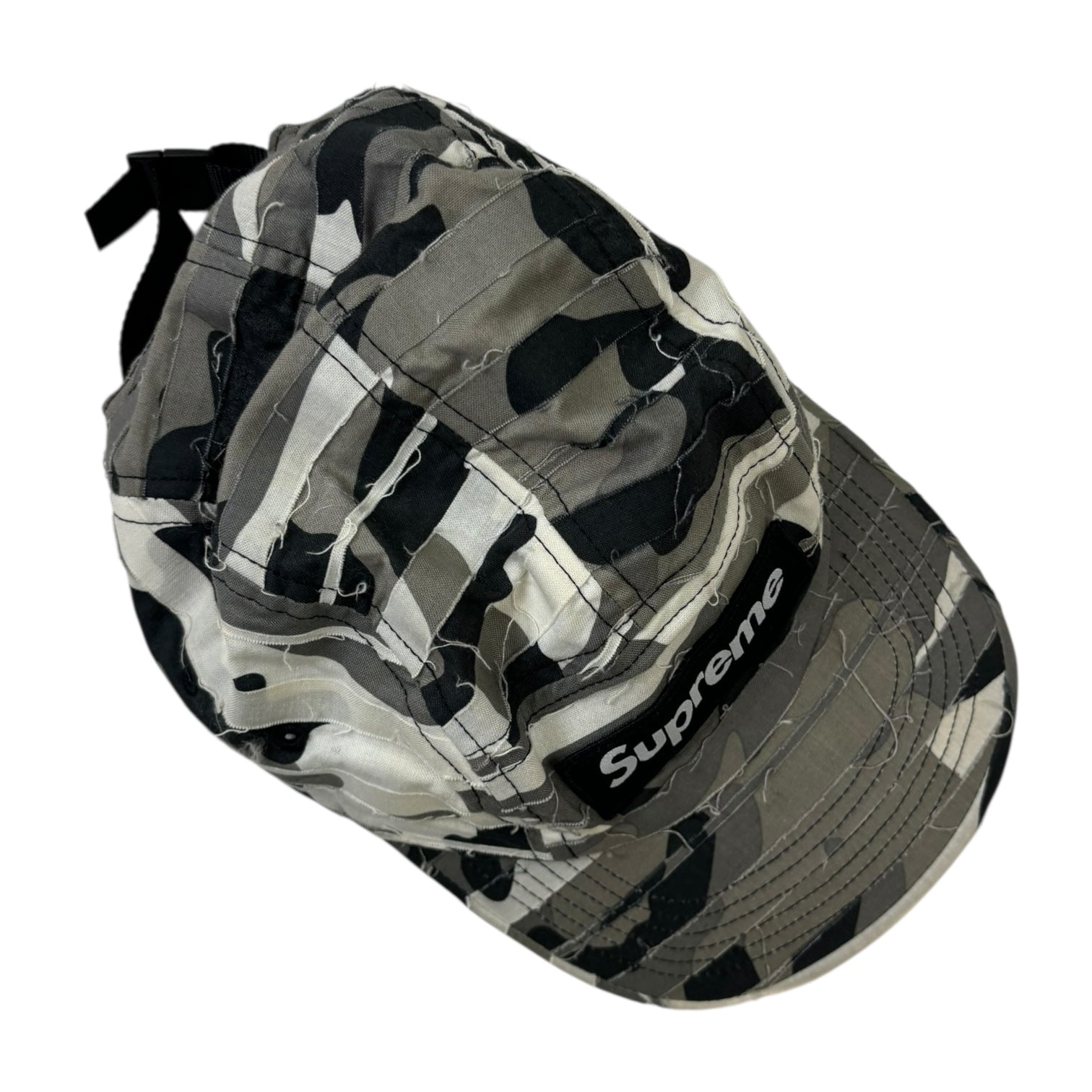 Supreme SS23 Layered Camo Camp StrapBack Hat Grey