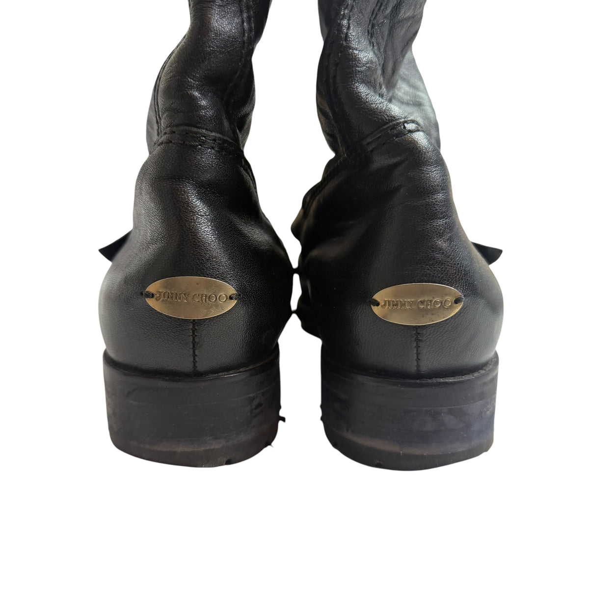 (W) Jimmy Choo Biker Mid Leather Ankle Boot Black (Used)