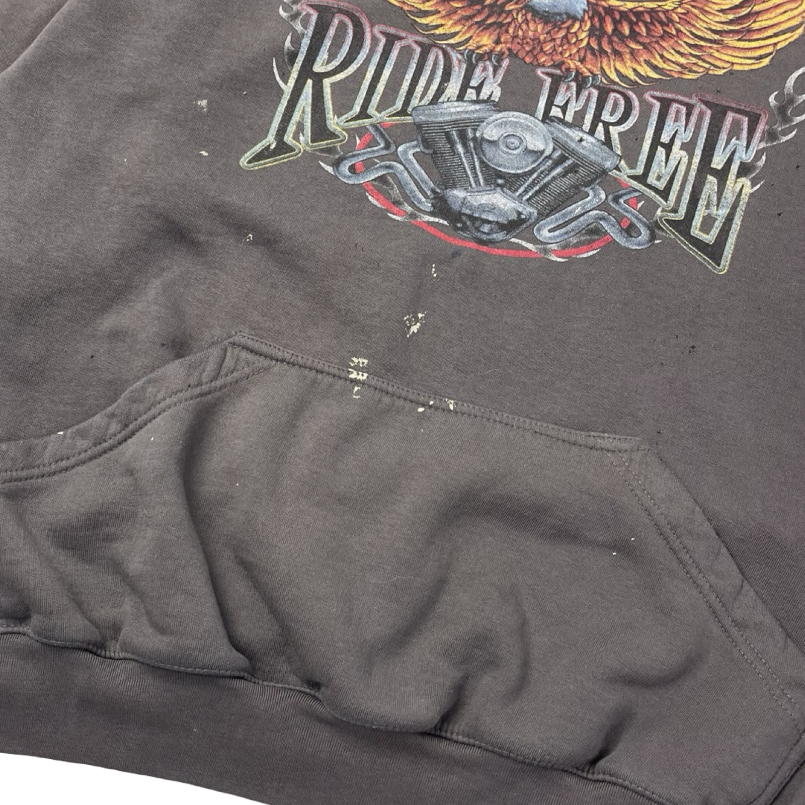Vintage Ride Free Eagle Flamey Sleever Hoodie