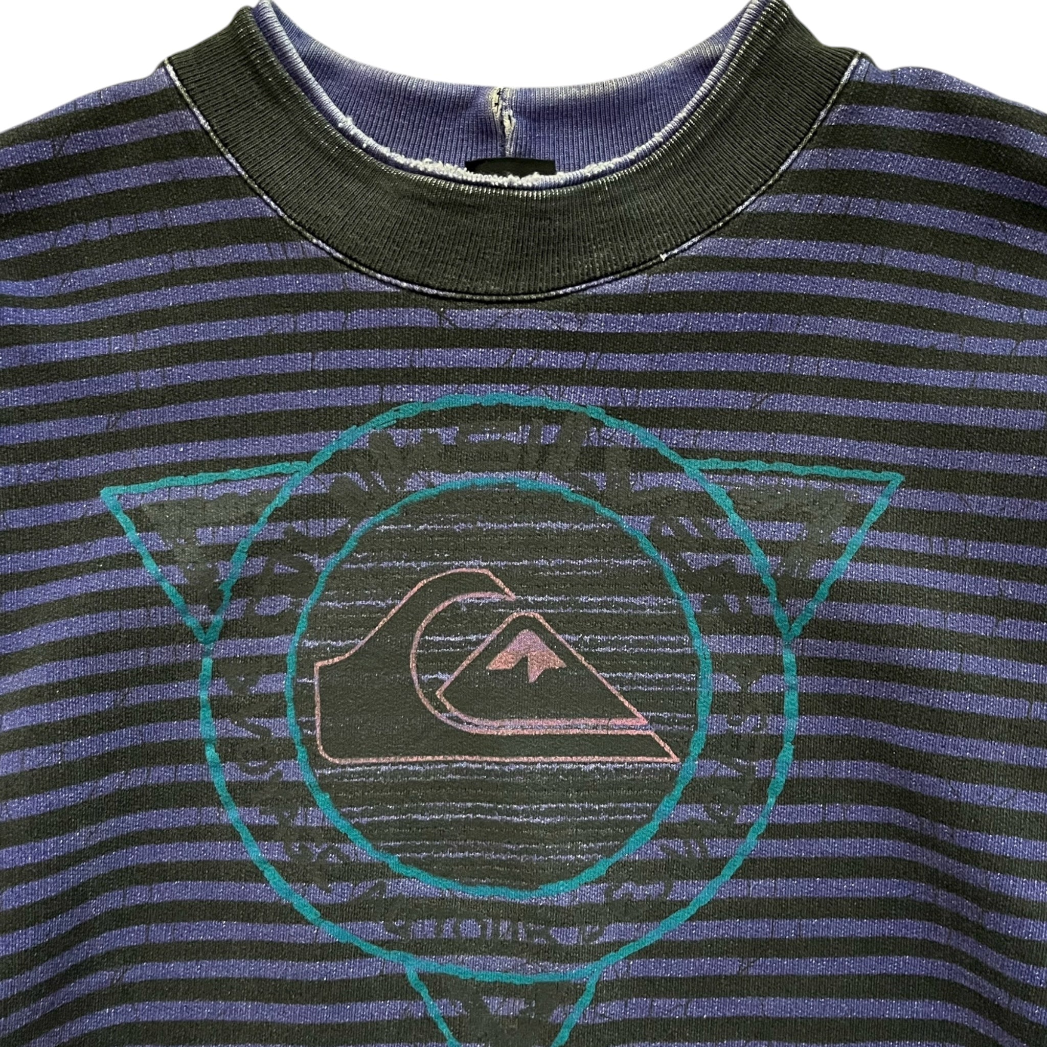 Vintage Quiksilver Striped Cropped Crewneck