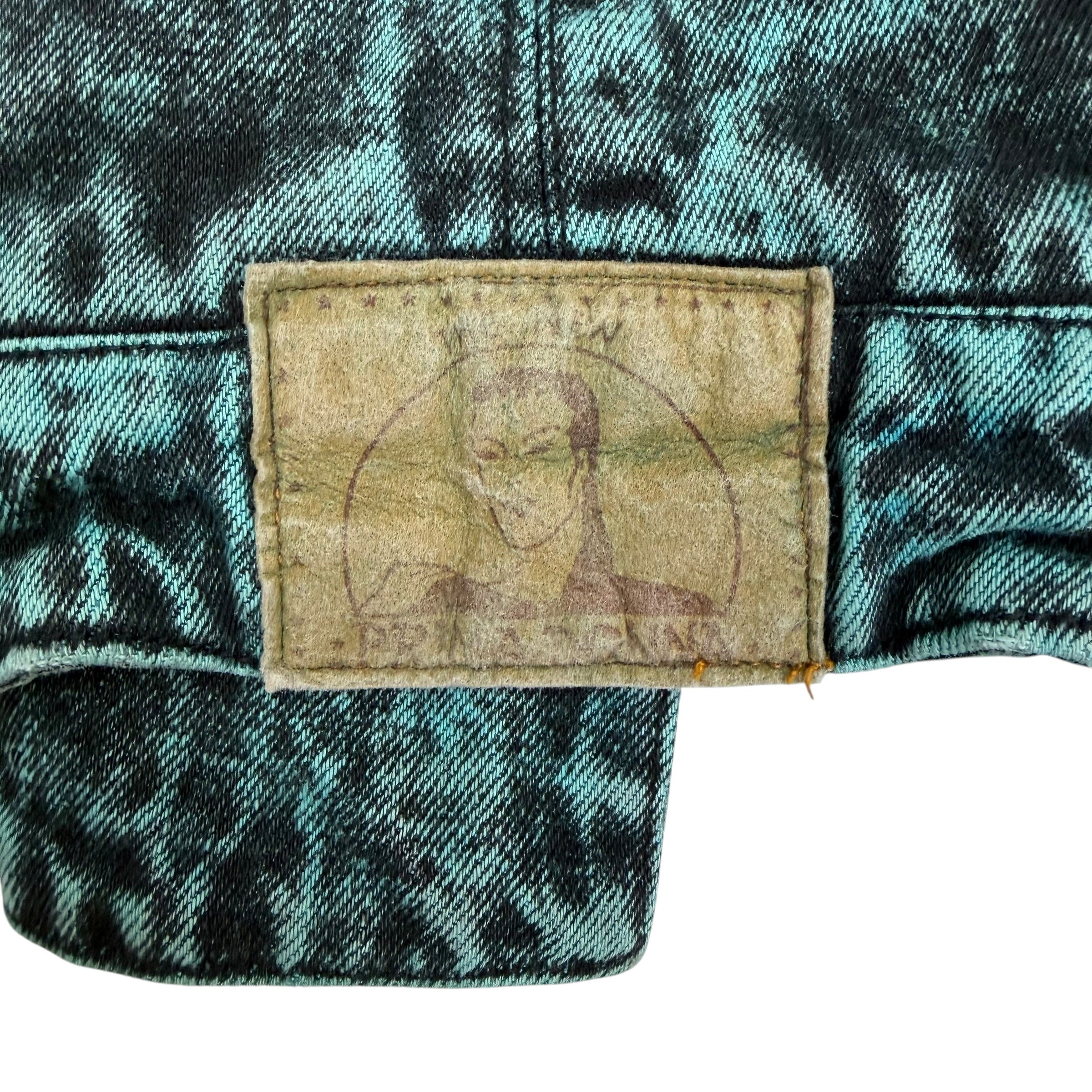 (W) Vintage Prima Donna Acid Wash Denim Biker Jacket Teal