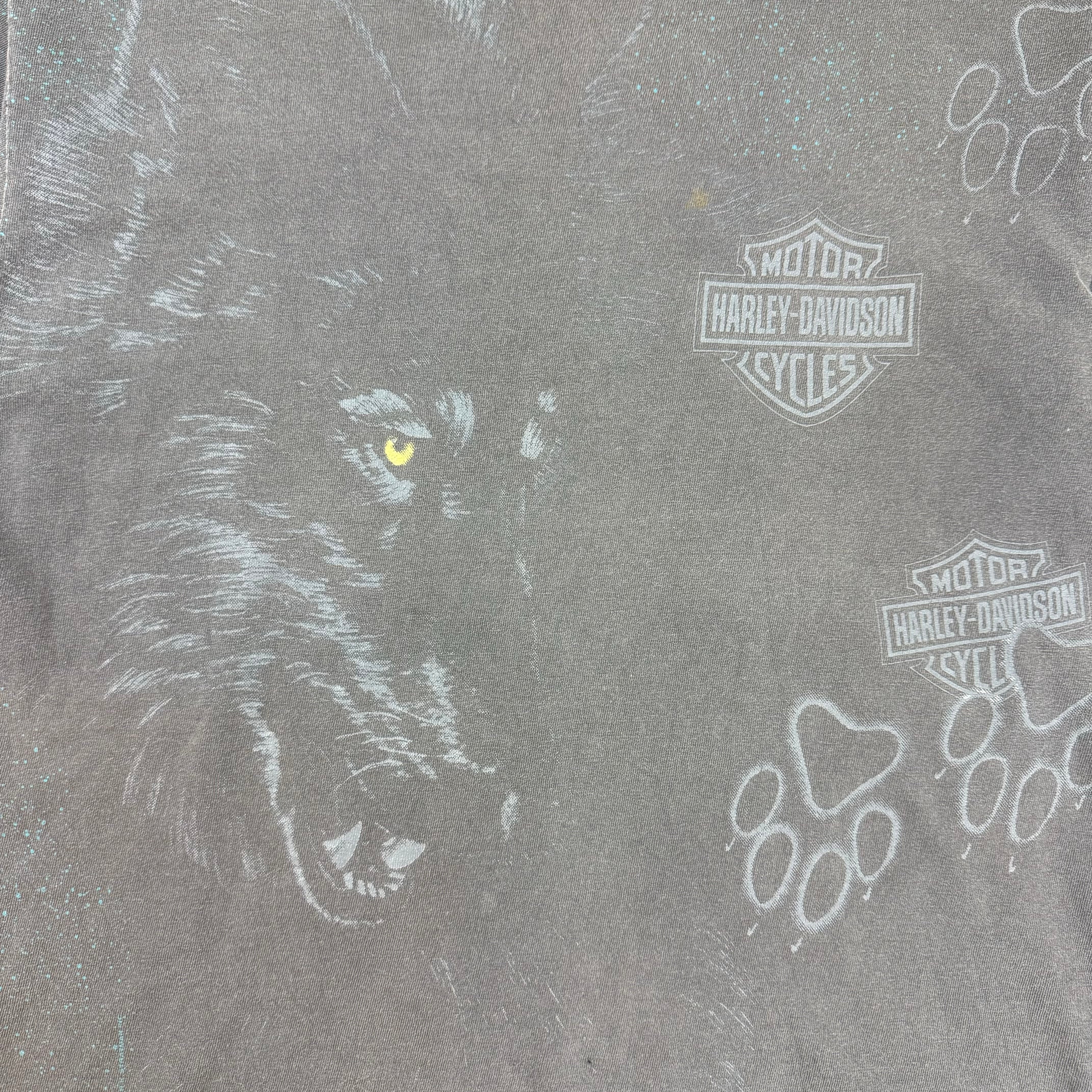 Vintage Harley Davidson Wolf All Over Print T-Shirt