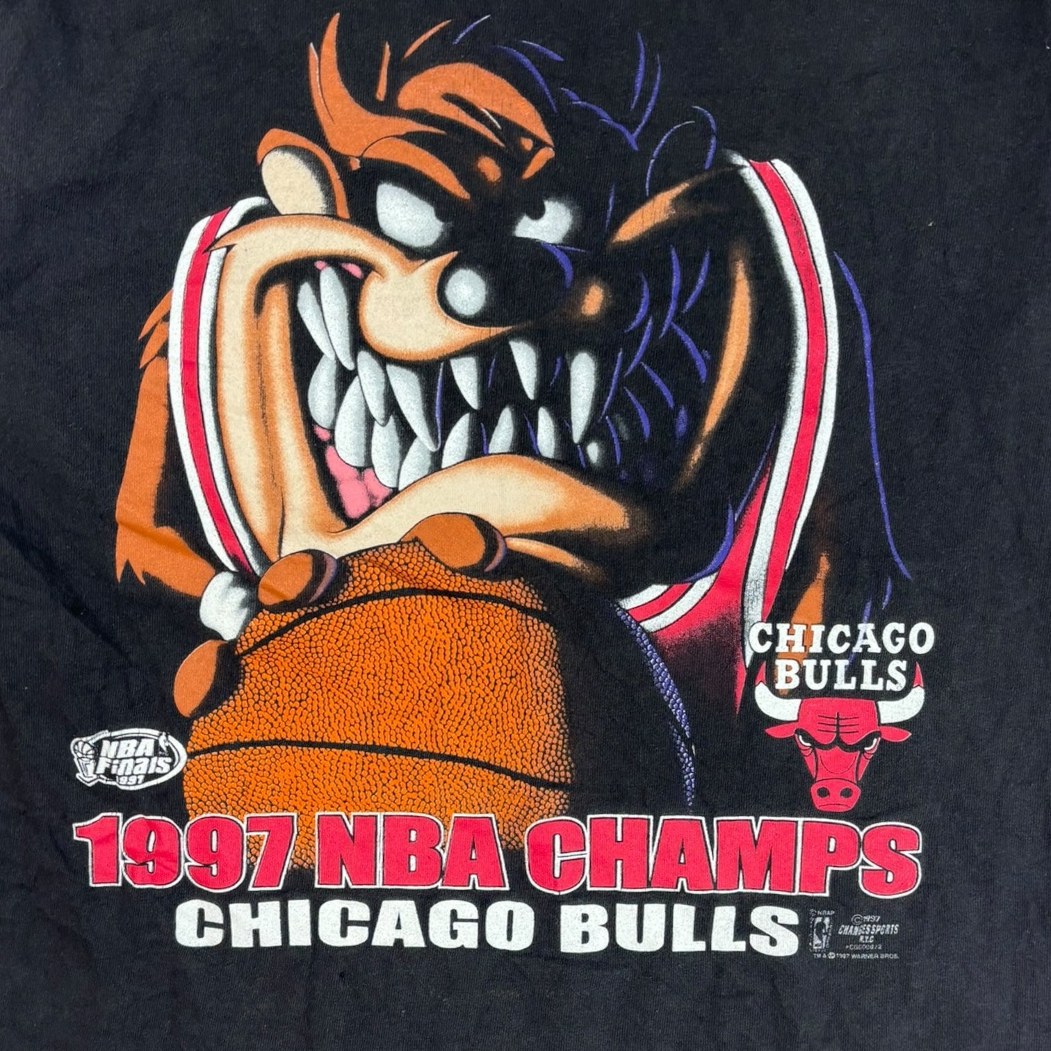 Vintage 1997 Chicago Bulls NBA World Champs Taz T-Shirt Black