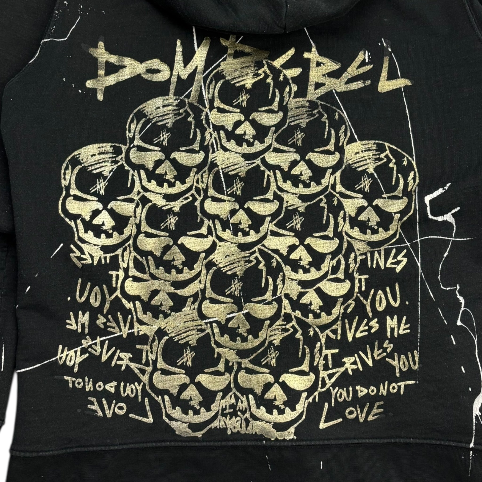 Vintage Y2K Dom Rebel Skull Pile Zip Hoodie