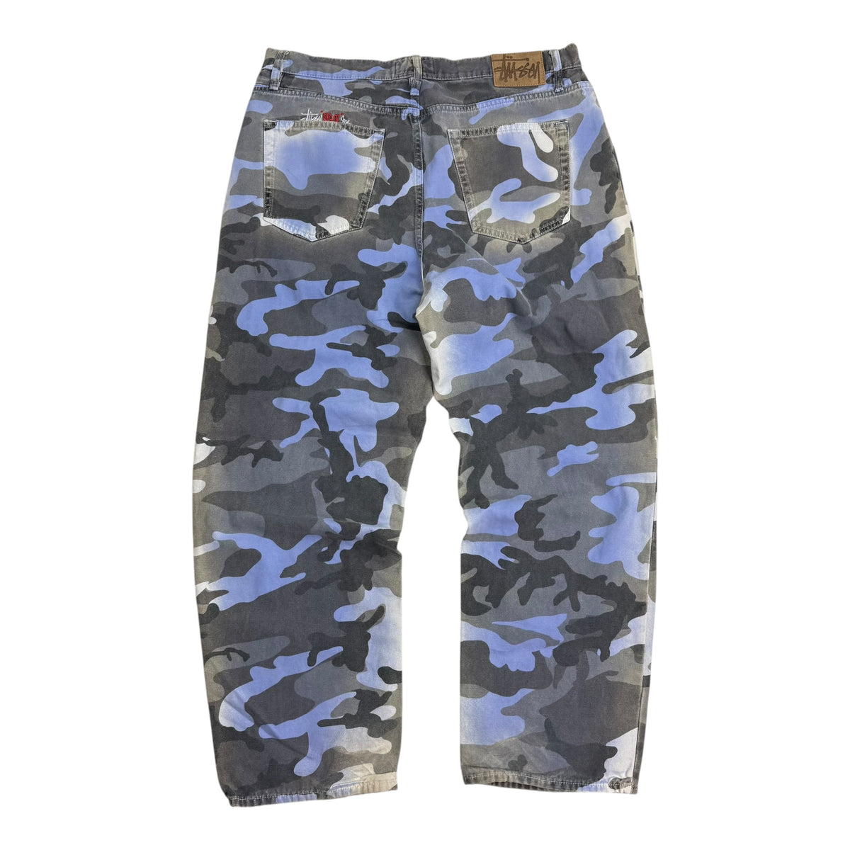 Stussy Spray Dye Canvas Big Ol' Jeans Blue Camo