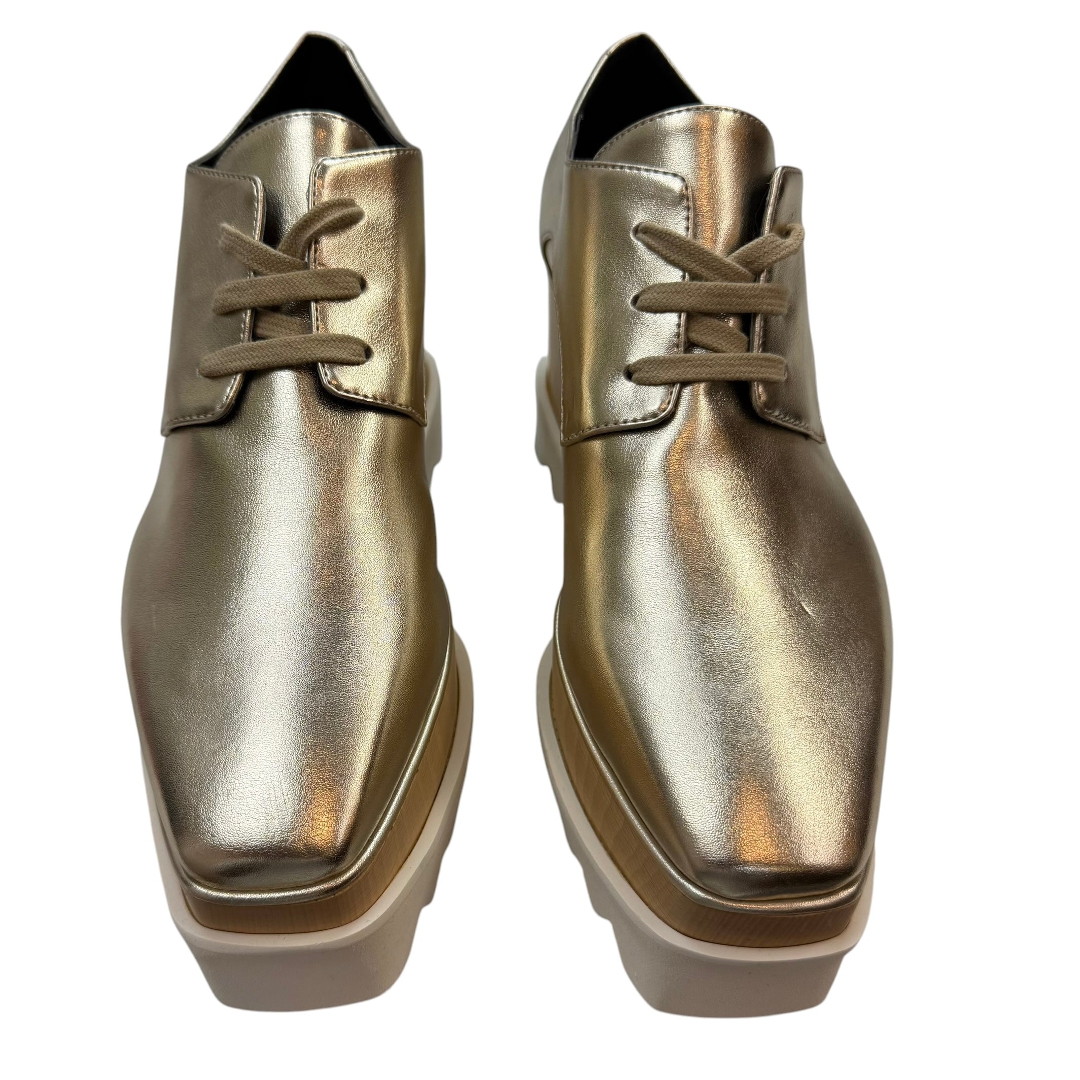 (W) Stella McCartney Faux Leather Platform Sneakers Gold