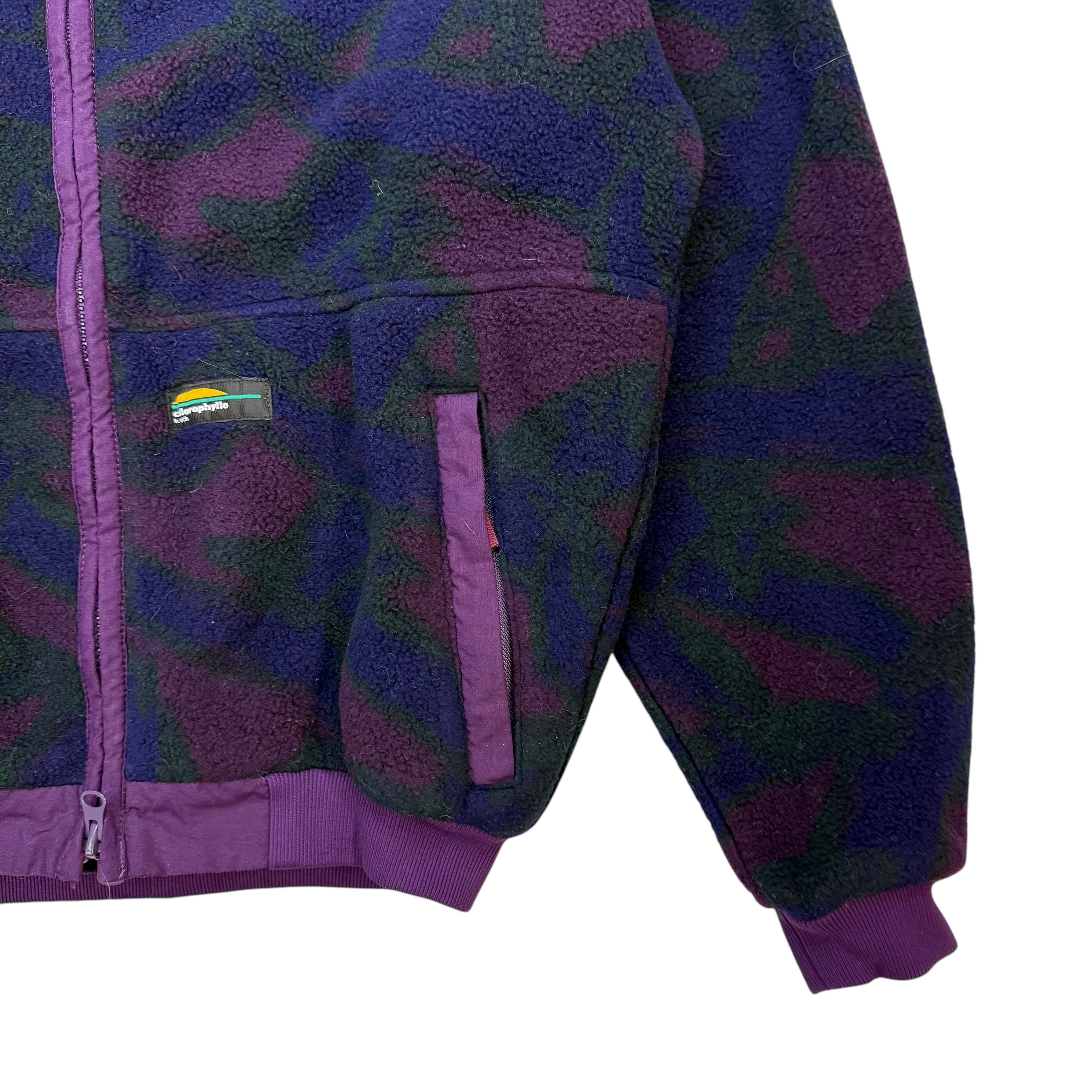 Vintage Chlorophylle Polartec Fleece Button Up Jacket Green/Purple