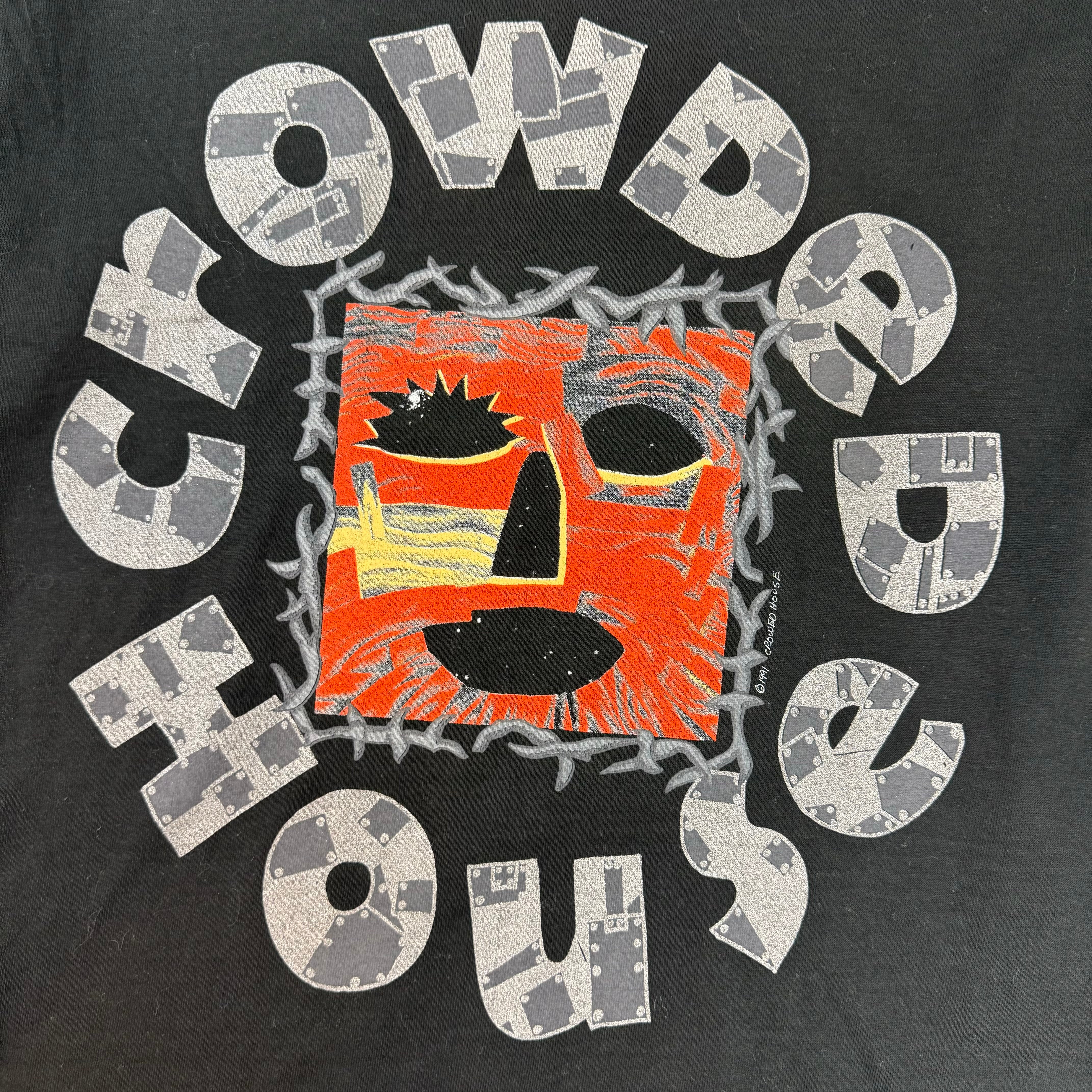 1991 Crowded House Face T-Shirt Black