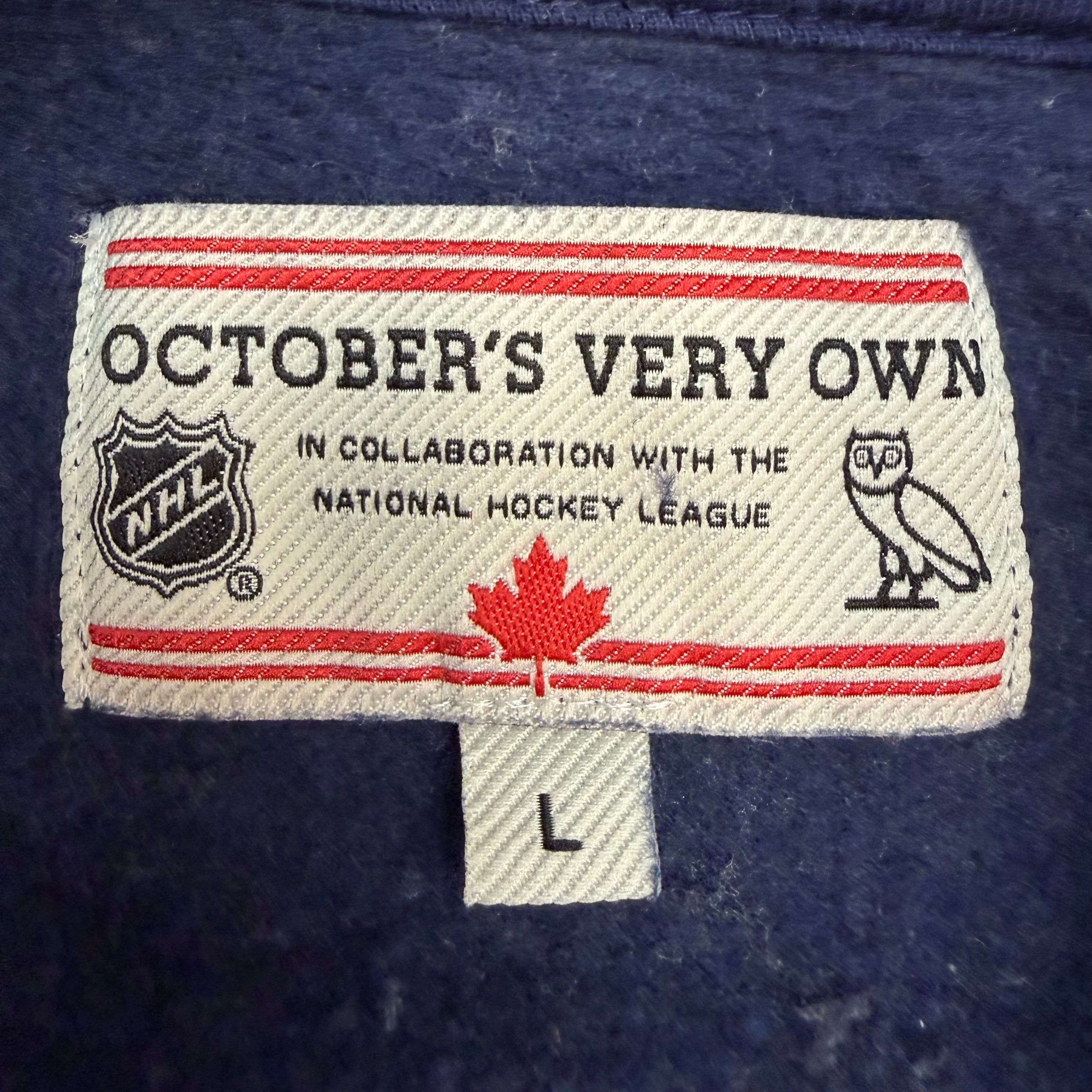 OVO X NHL Edmonton Oilers Stripe Hoodie Navy