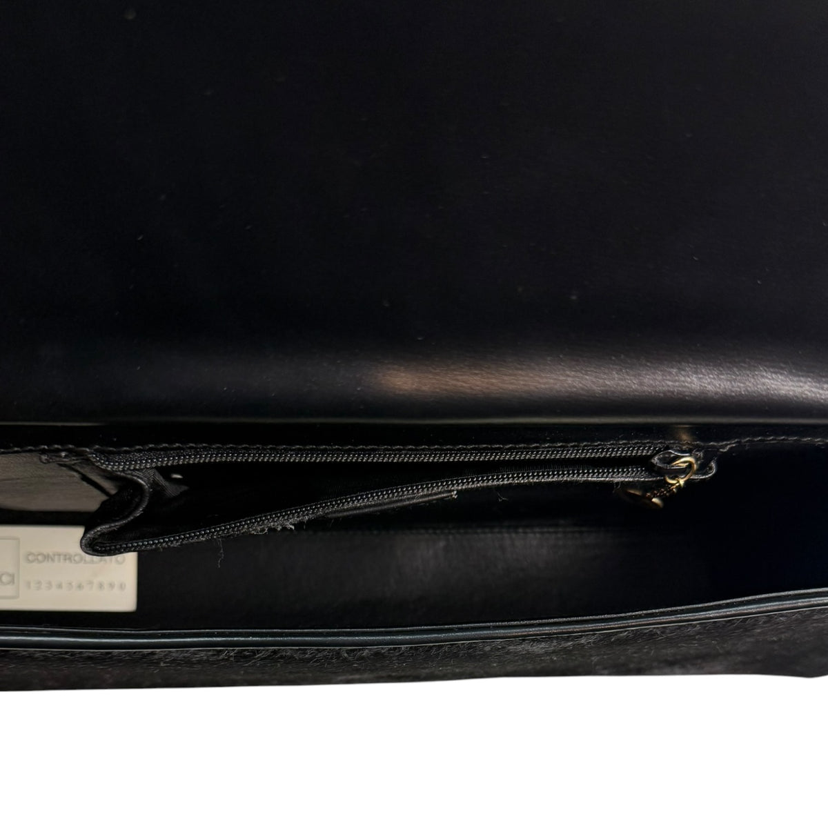 F/W 1996 Gucci By Tom Ford Black Pony Hair Gold Bar Triangle Bag