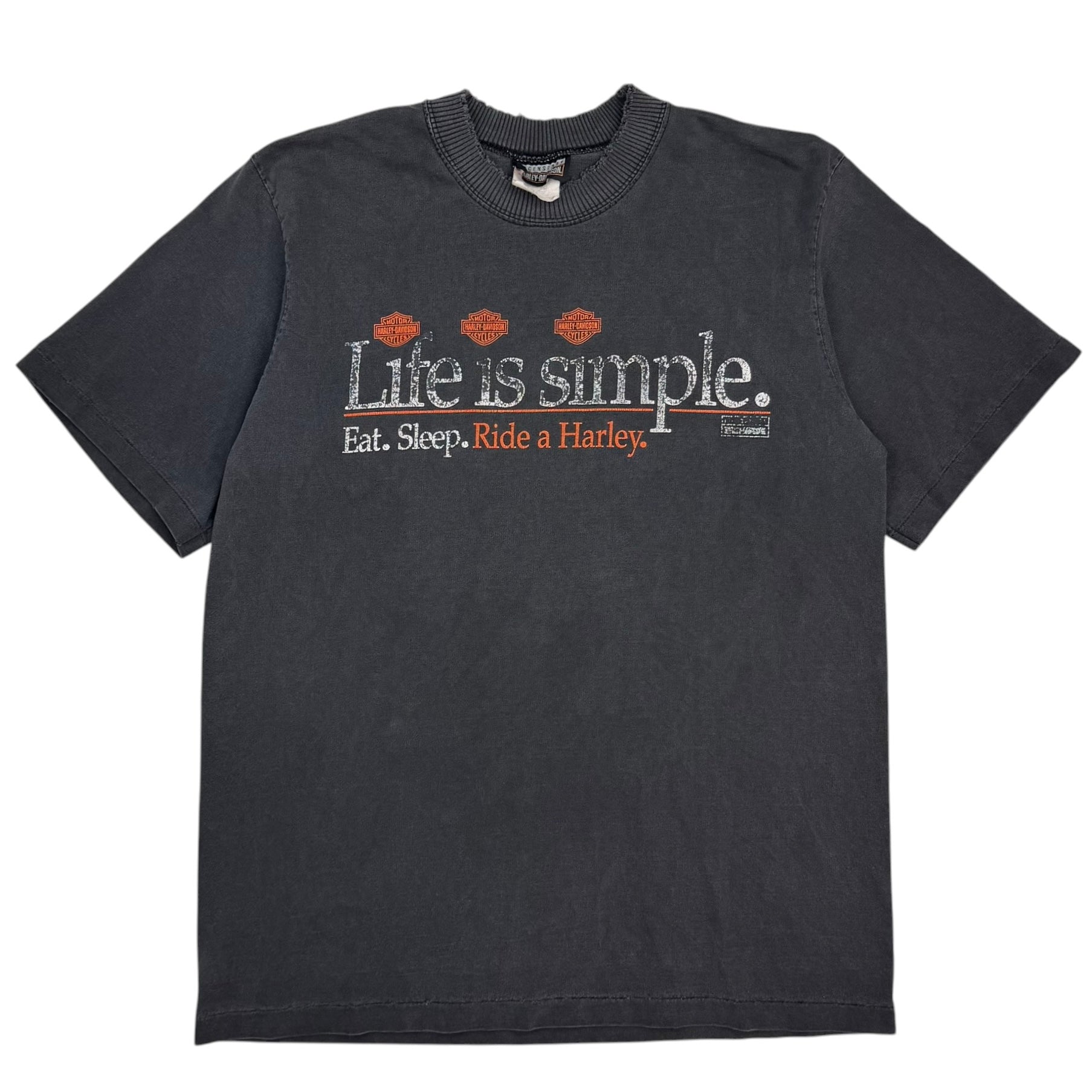 2000 Harley Davidson Life Is Simple Tee Faded Black