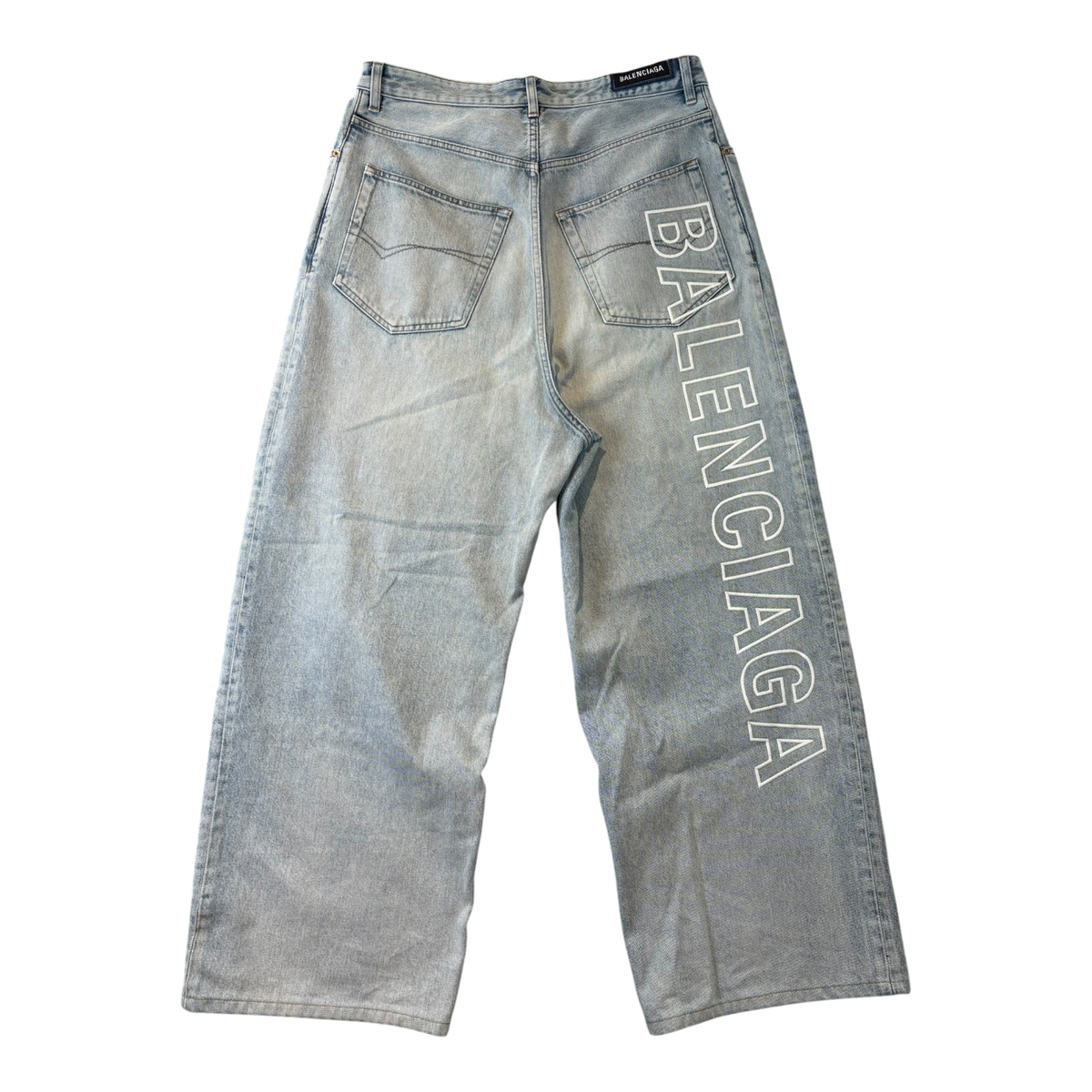 Balenciaga Baggy Outline Logo Denim Blue