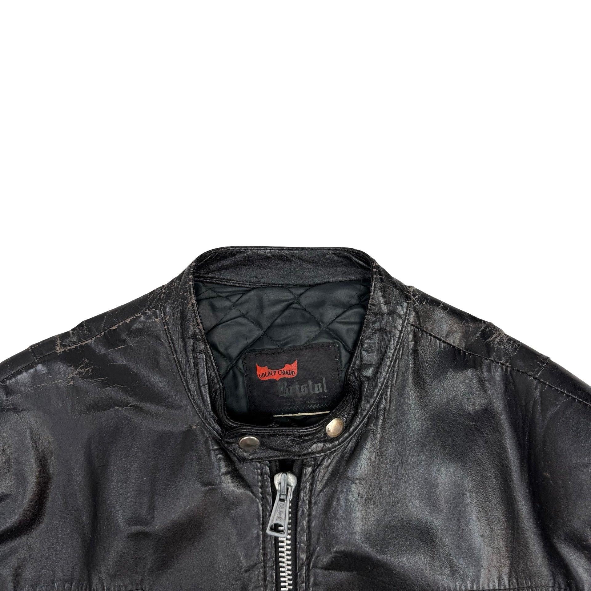 Vintage Bristol Golden Crown Leather Racing Jacket Black