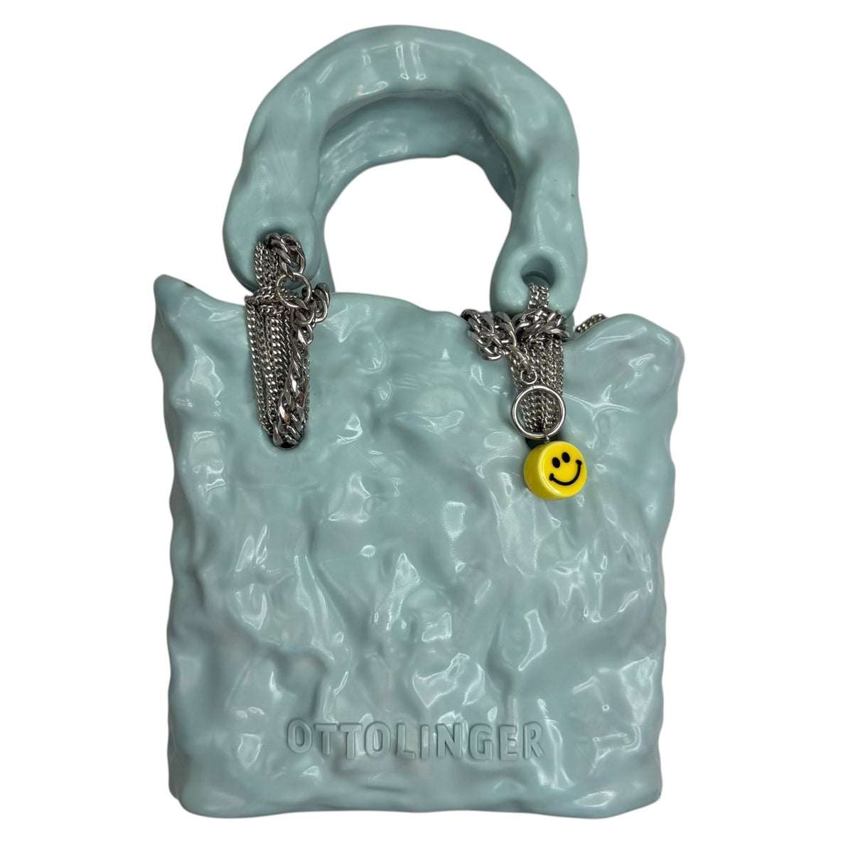 (W) Ottolinger Smiley Chain Ceramic Handbag Blue