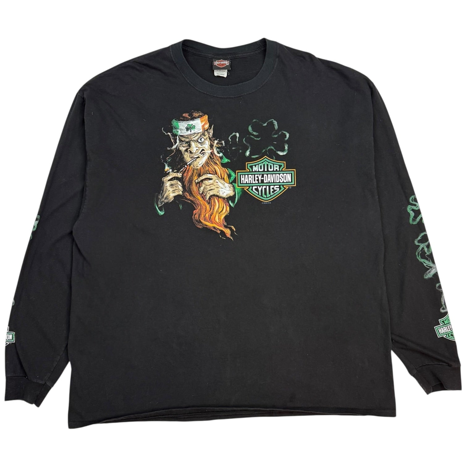 Vintage Harley Davidson Gasoline Alley Leprechaun L/S Tee Black