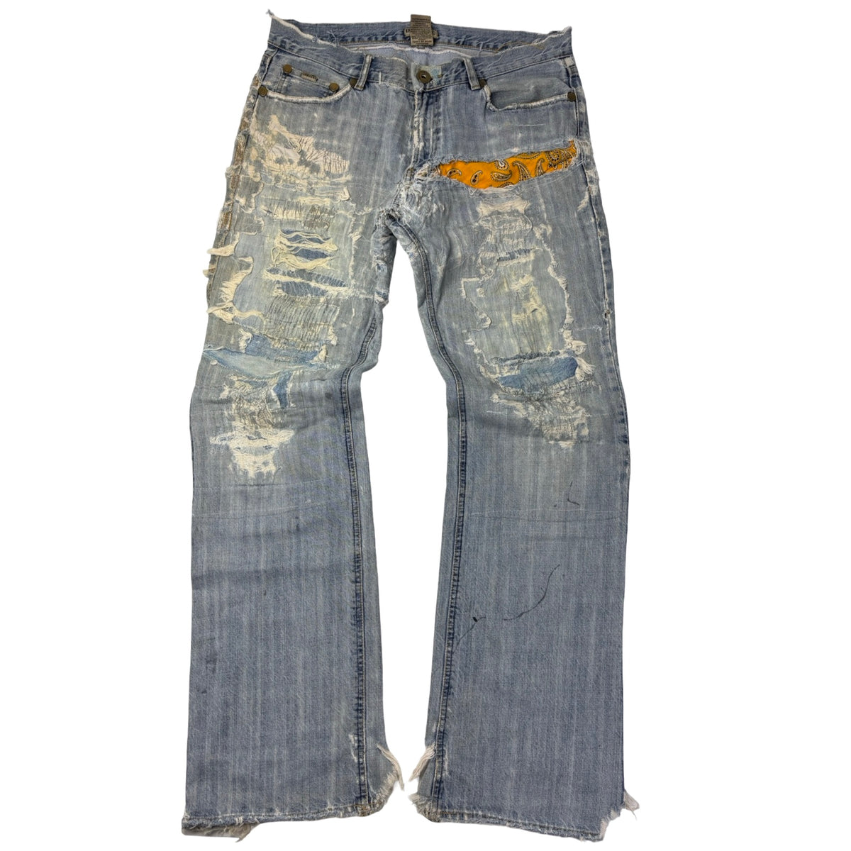 Vintage Repaired Flared Denim Light Wash