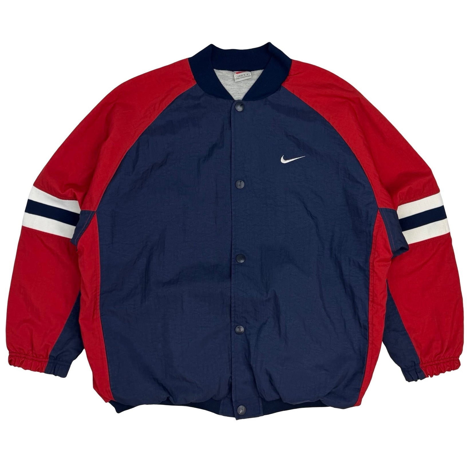 Vintage Nike Snap Button Stripe Sleeve Jacket Navy/Red