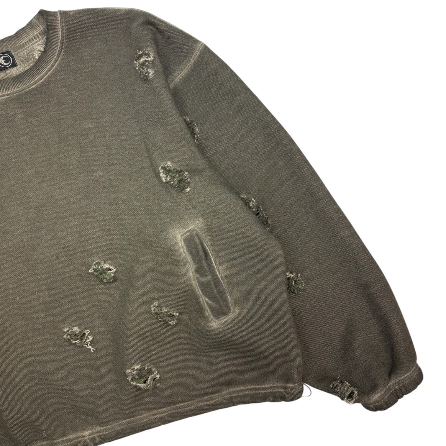 Thug Club War Victim Distressed Crewneck Khaki