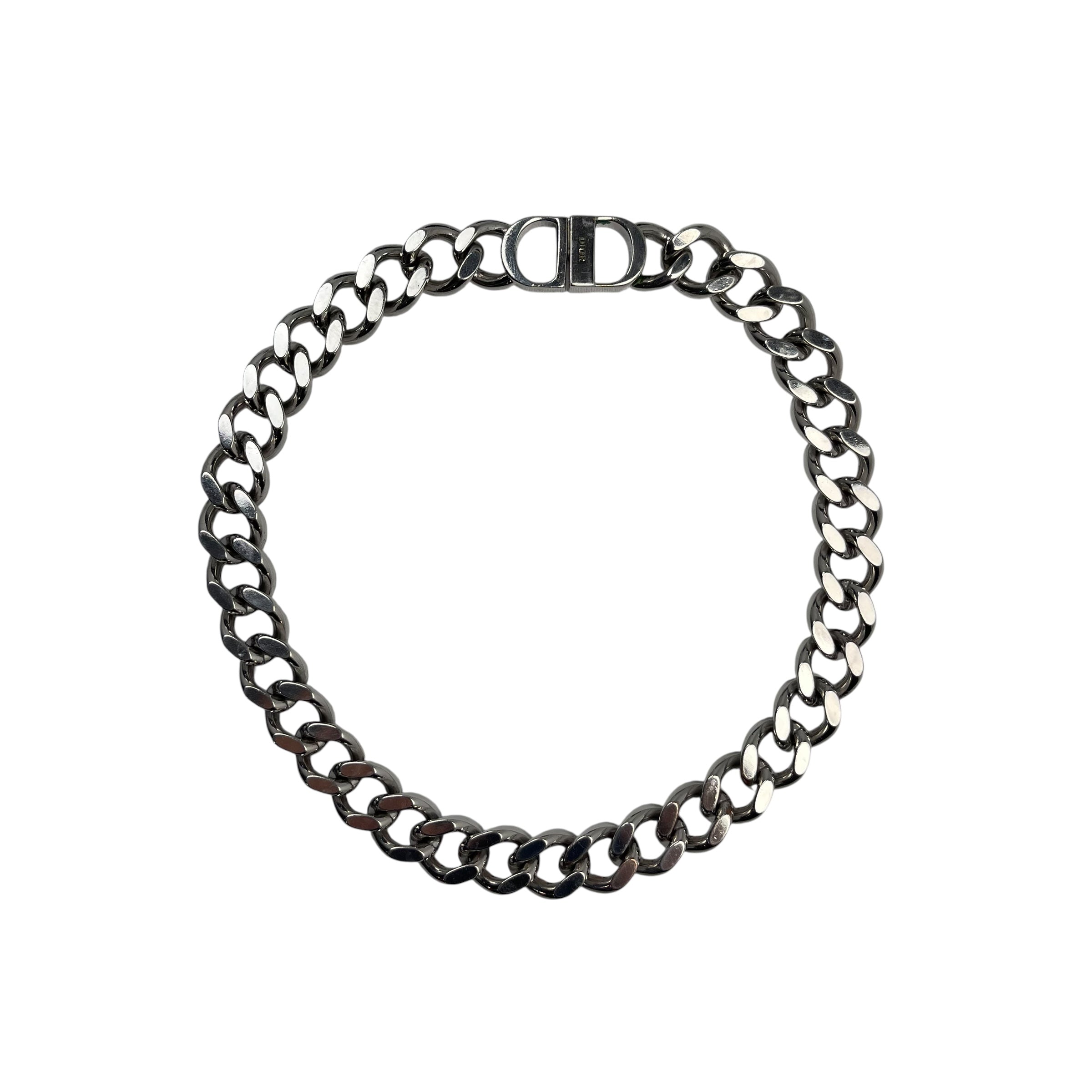 Dior CD Icon Chain Link Necklace Silver