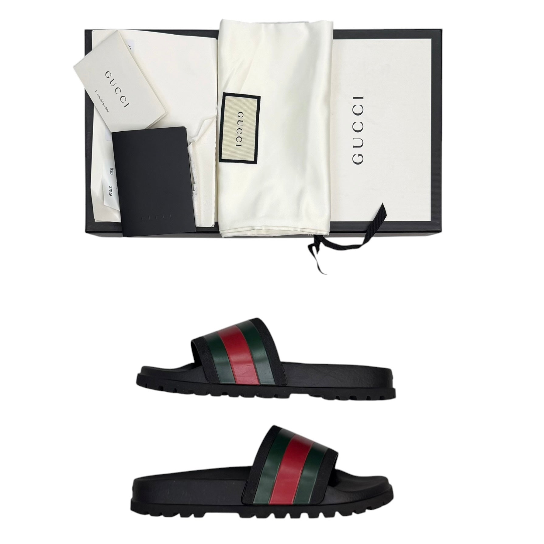 Gucci Pursuittreck Striped Rubber Slides (Used)