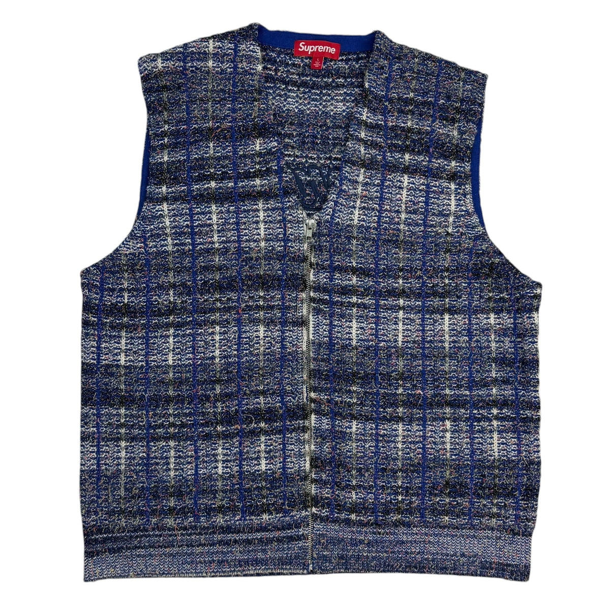 Supreme Speckled Zip Up Sweater Vest Blue