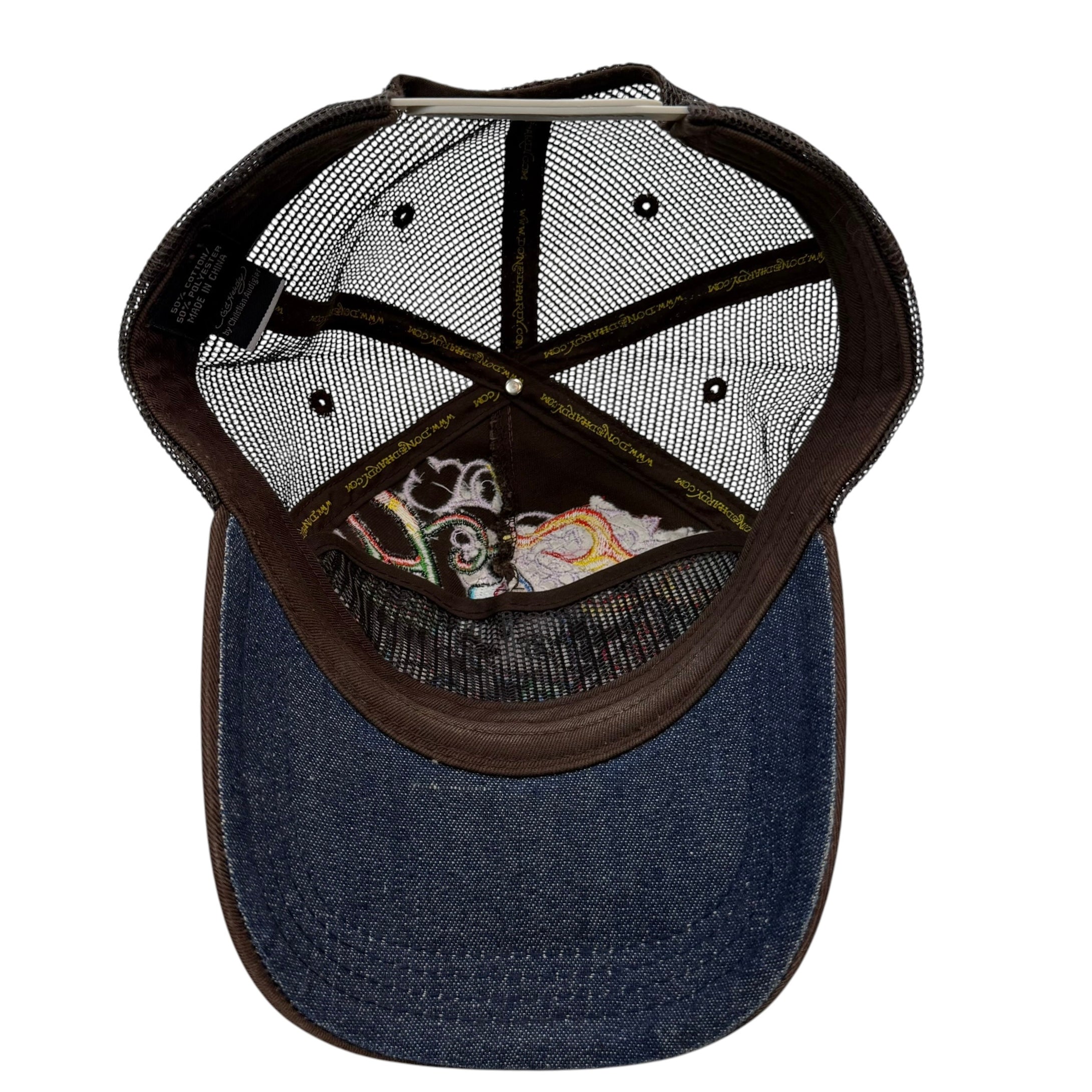 Vintage Ed Hardy By Cristian Audigier Embroidered Snapback Brown