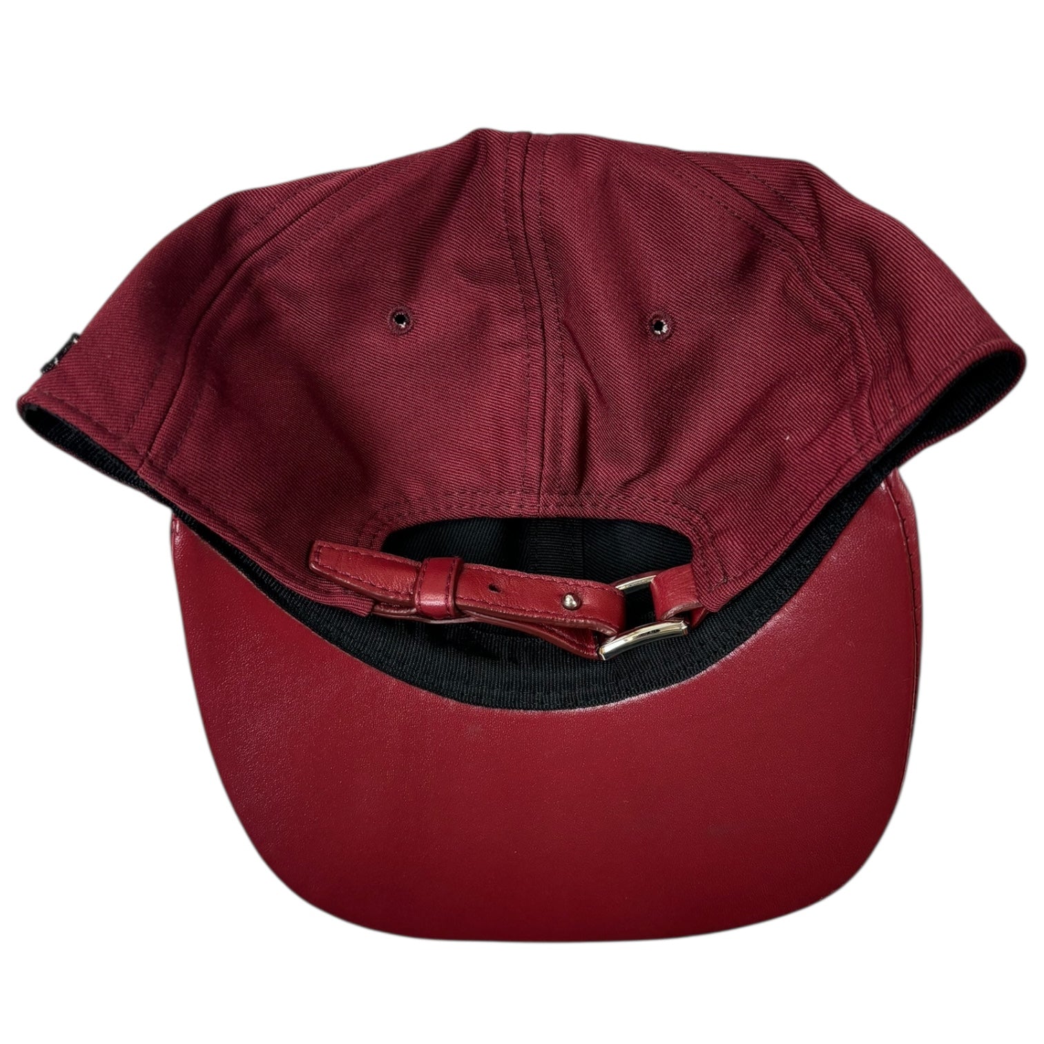 Valentino Leather Panel StrapBack Hat Maroon