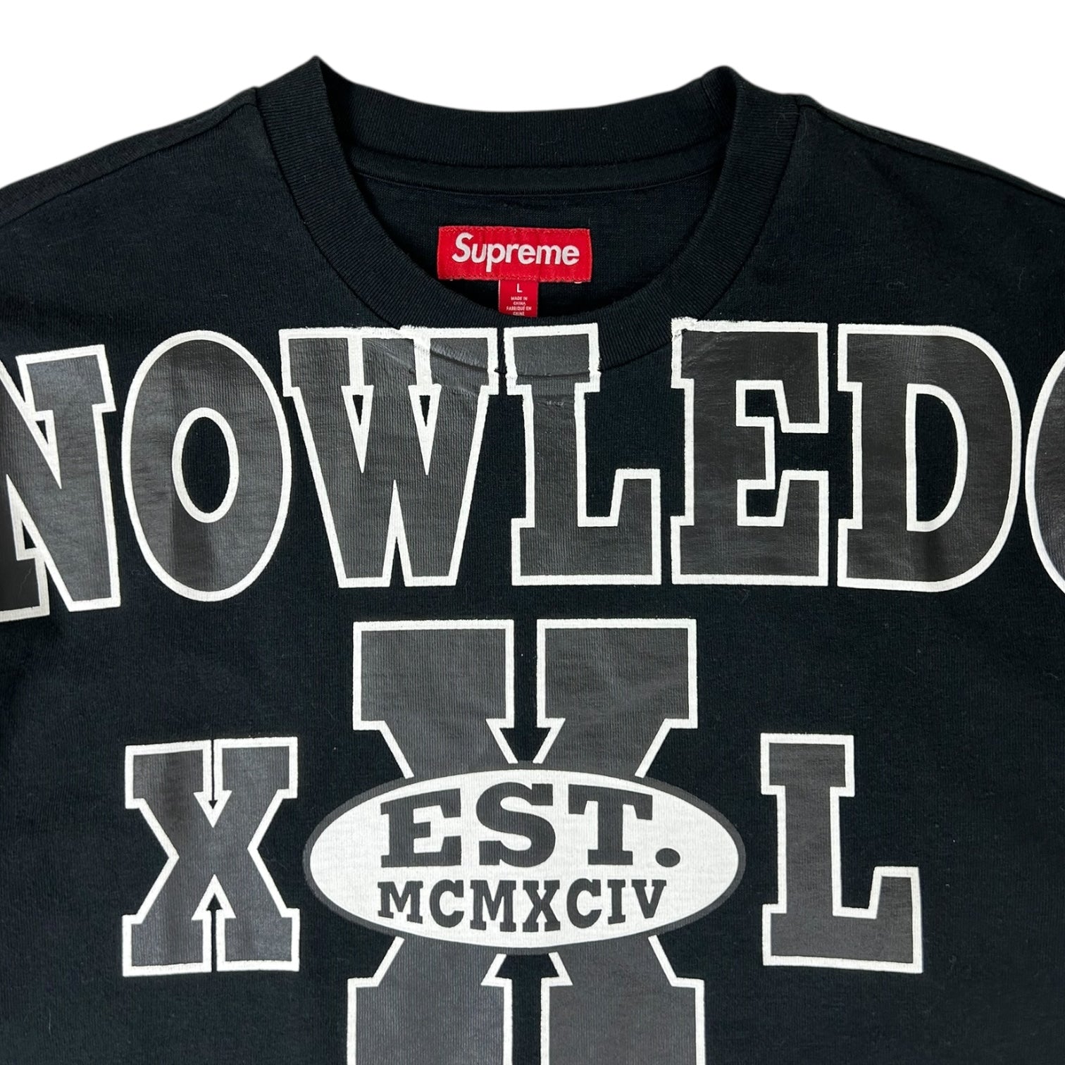 Supreme Overprint Knowledge T-Shirt Black