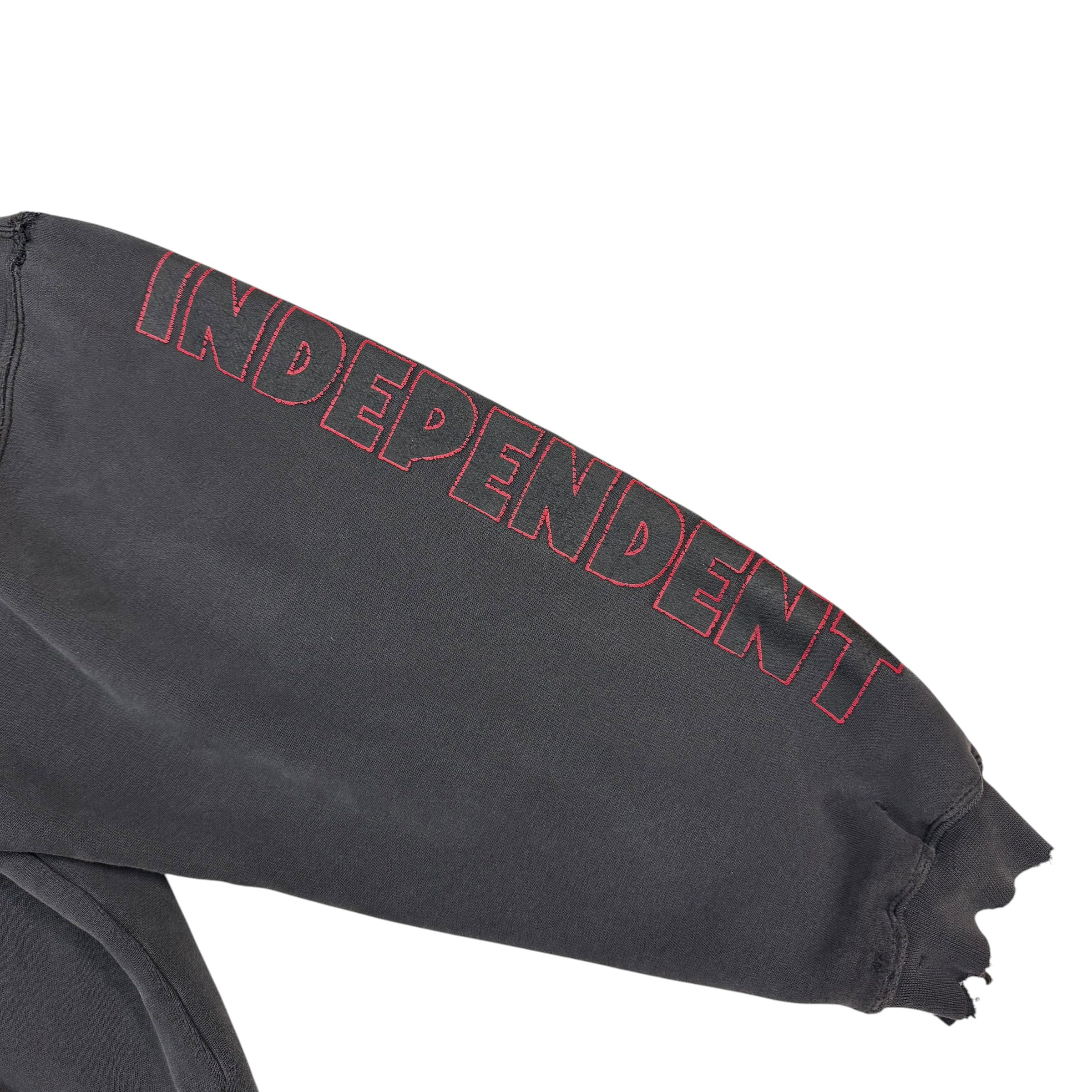 Vintage Independent Thermal Lined Zip Up Hoodie Faded Black