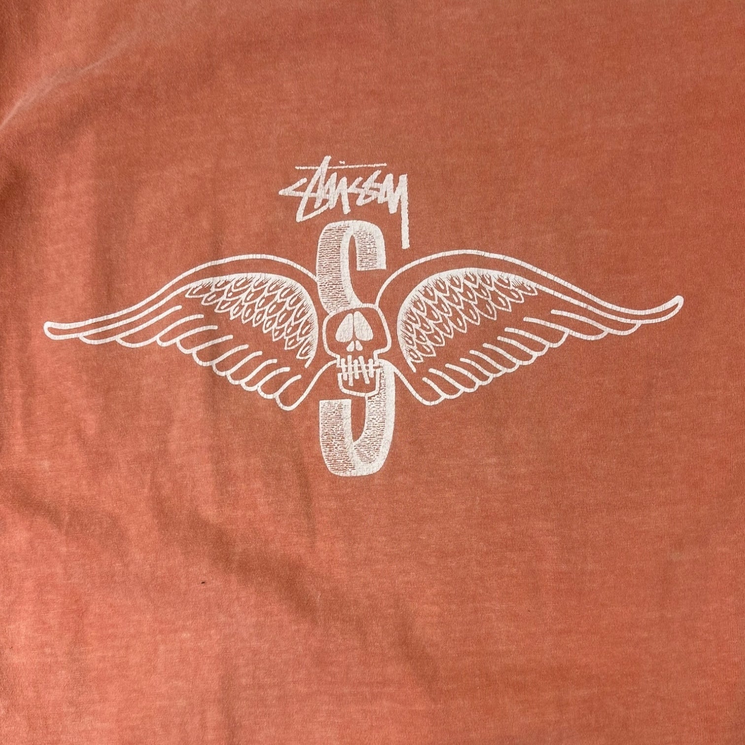 Stussy Skull Wings Pigment Dyed T-Shirt Coral