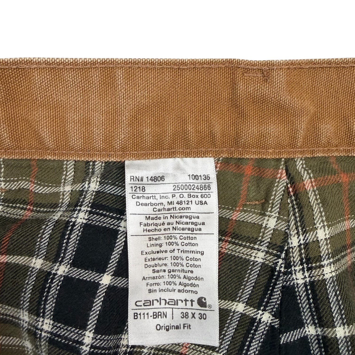 Vintage Carhartt Double Knee Blanket Lined Pants Brown
