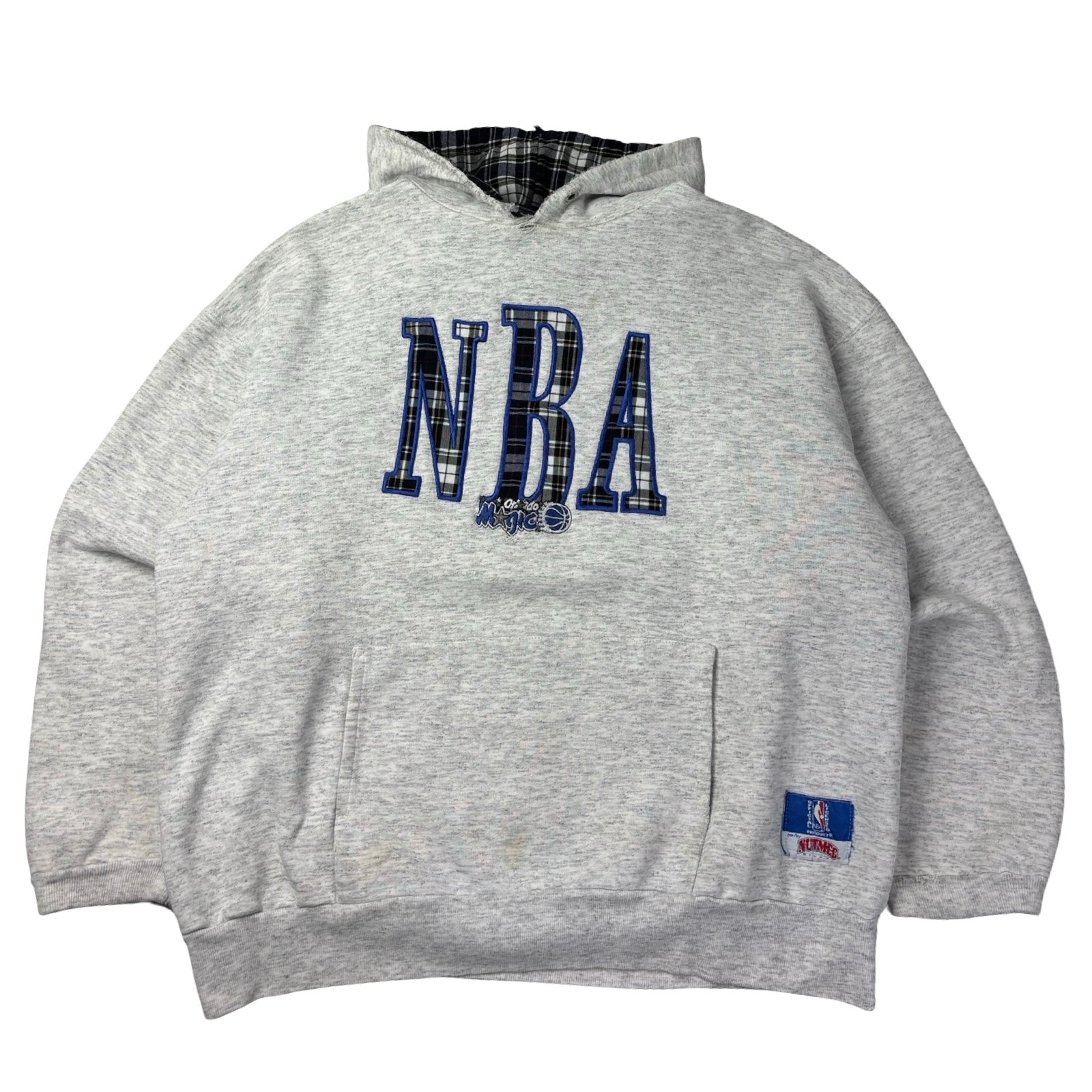 Vintage Nutmeg NBA Orlando Magic Plaid Pullover Hoodie Grey