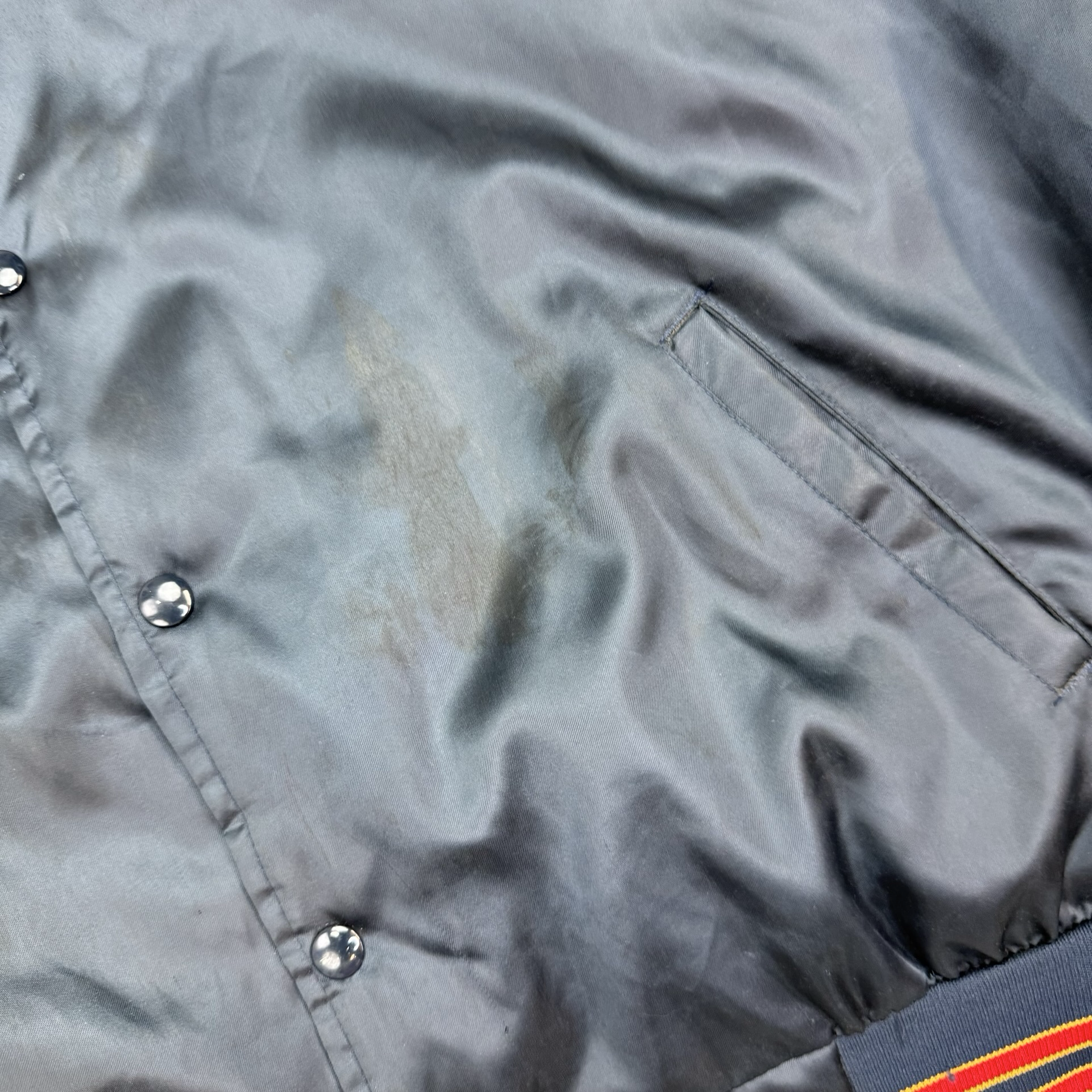 Vintage FDNY Satin Bomber Jacket Navy Blue