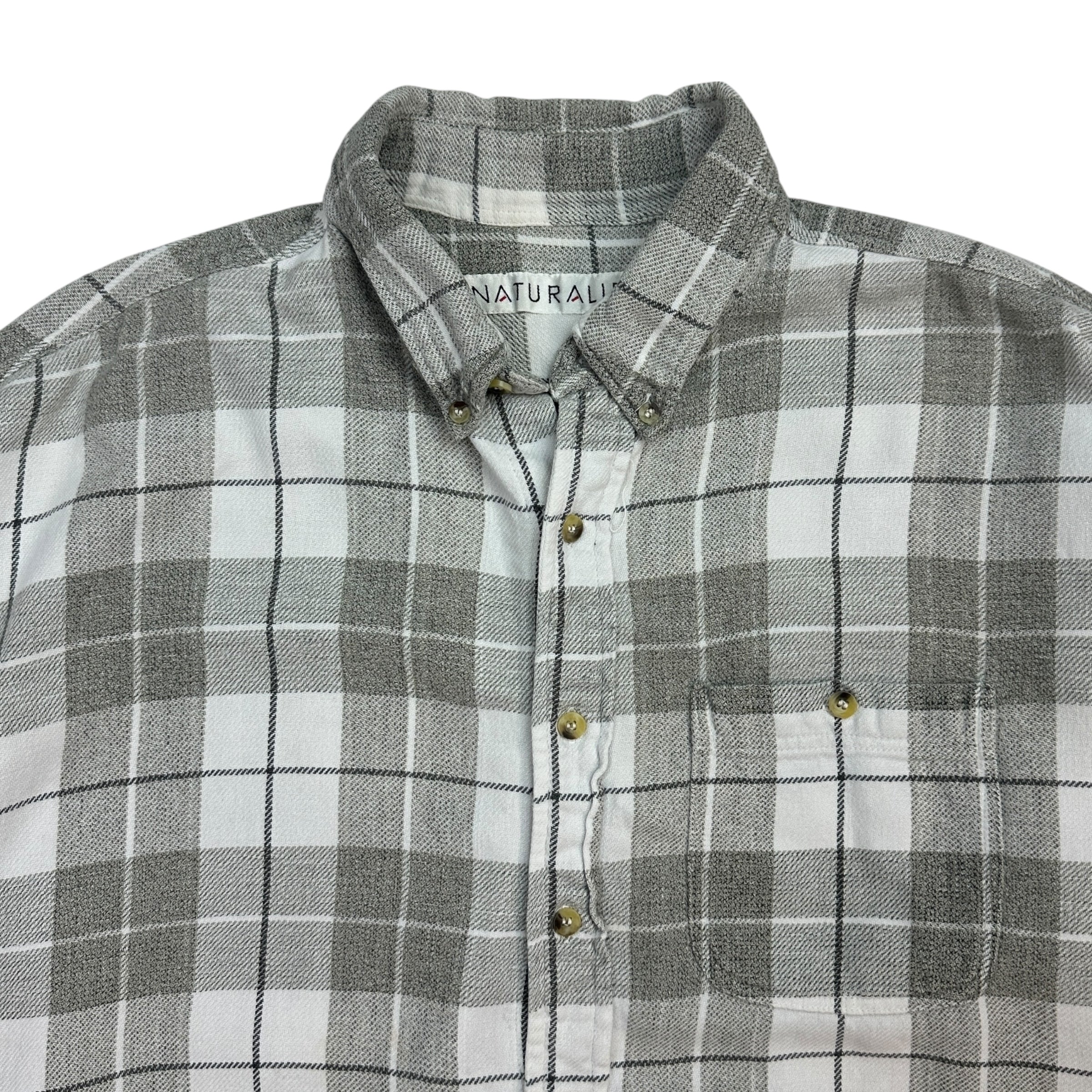 Vintage Plaid Button Up Shirt Grey/White