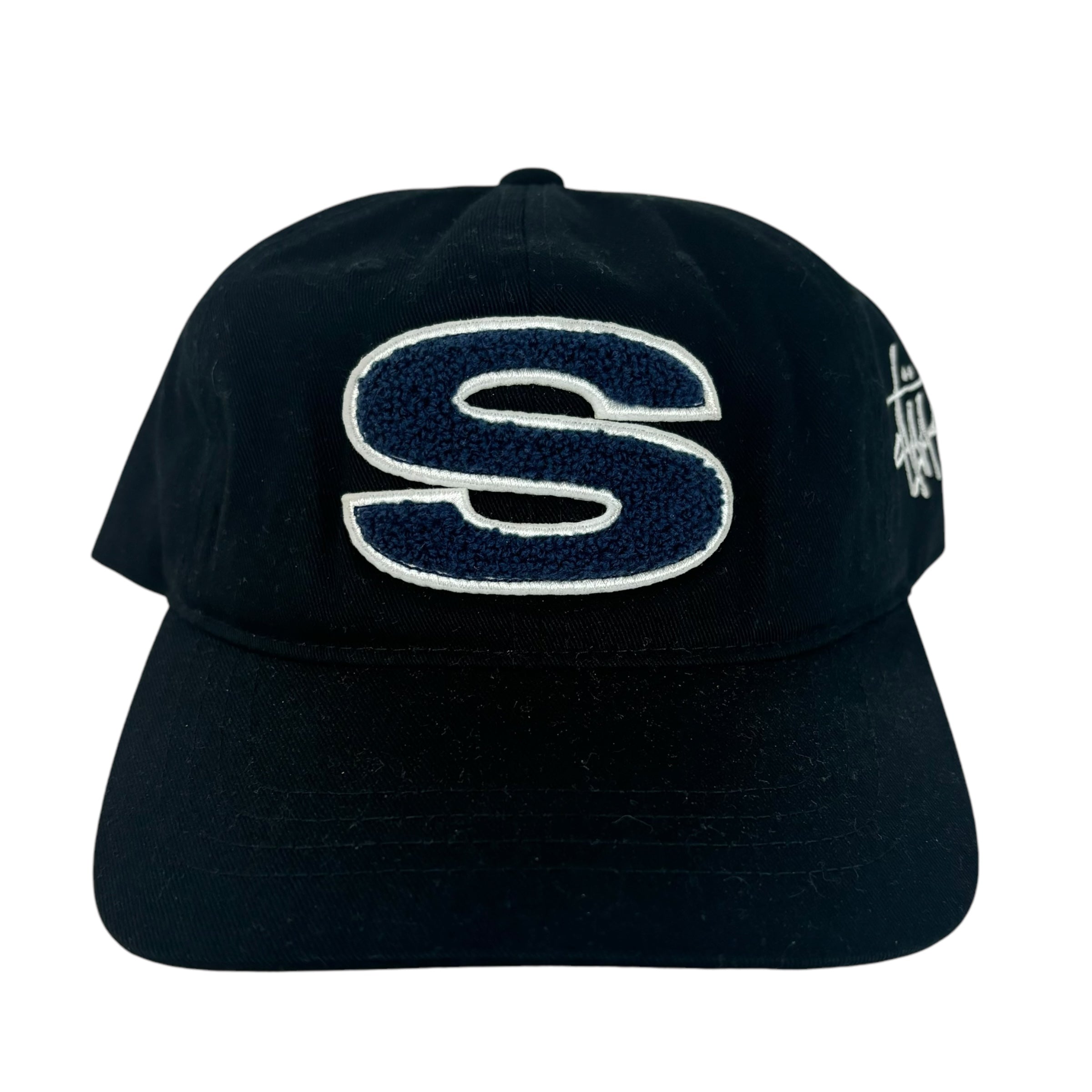 Stussy Chenille S Logo Low Pro SnapBack Hat Black