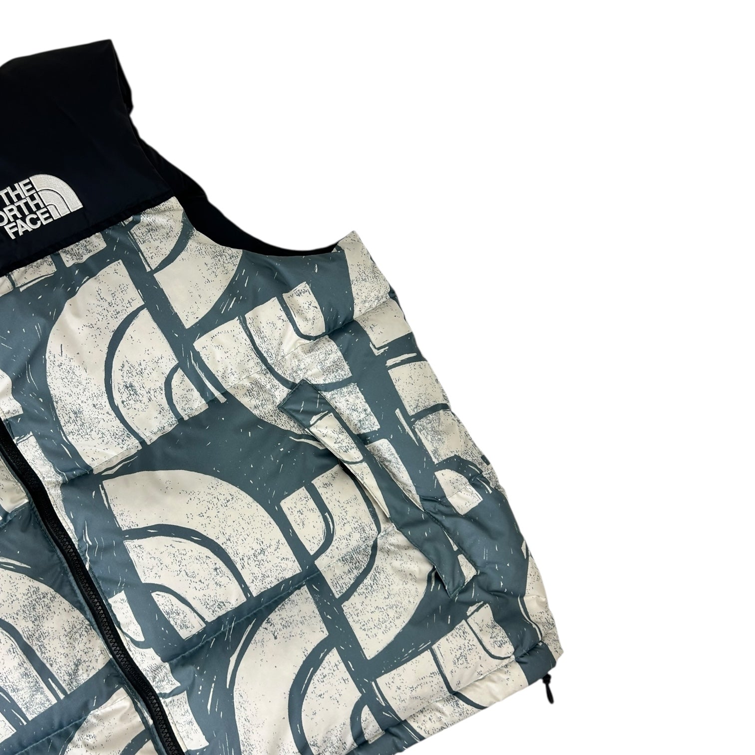 North Face 700 Fill Puffer Vest Black/White/Blue