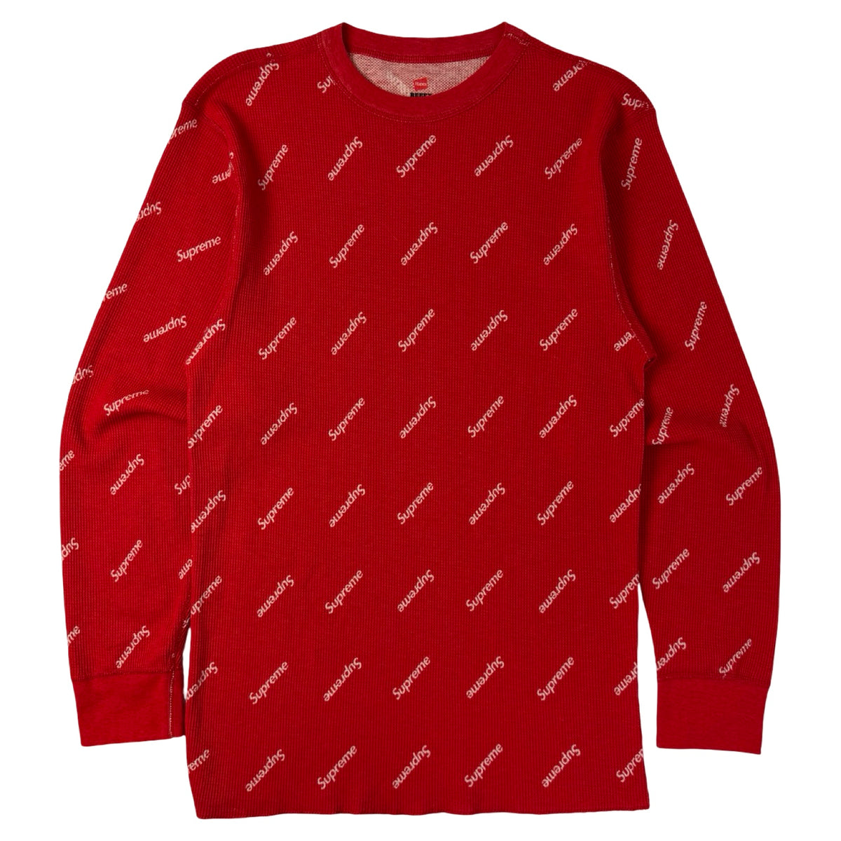 Supreme Hanes Thermal Crew Red Logos