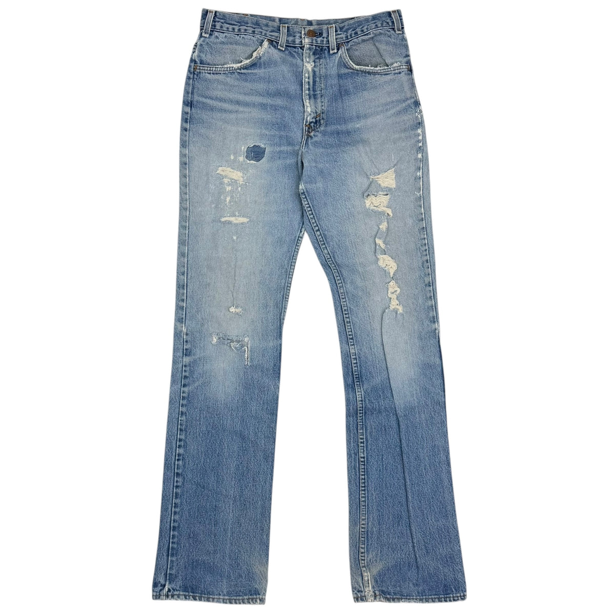 Vintage Levi’s Distressed Light Wash Flared White Tab Jeans