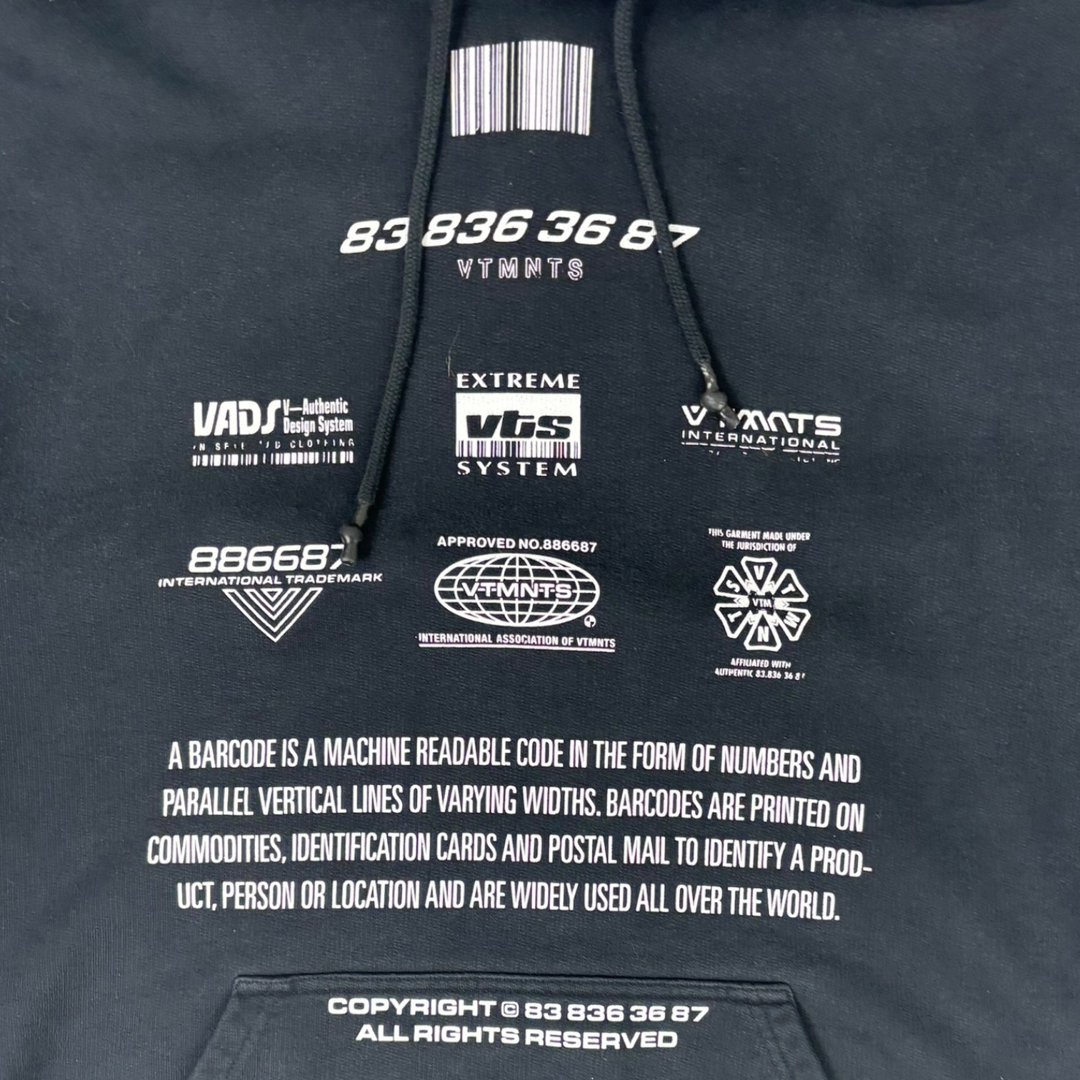 VTMNTS Movie Barcode Hoodie Black