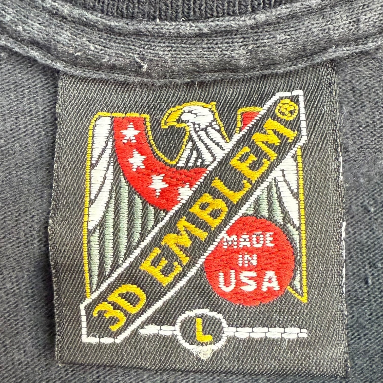 Vintage 3D Emblem American Steel Tee Black