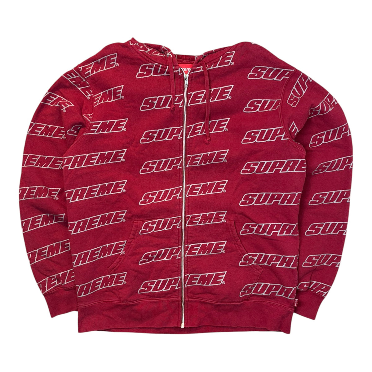 Supreme SS18 Repeat Zip-Up Hoodie Cardinal Red