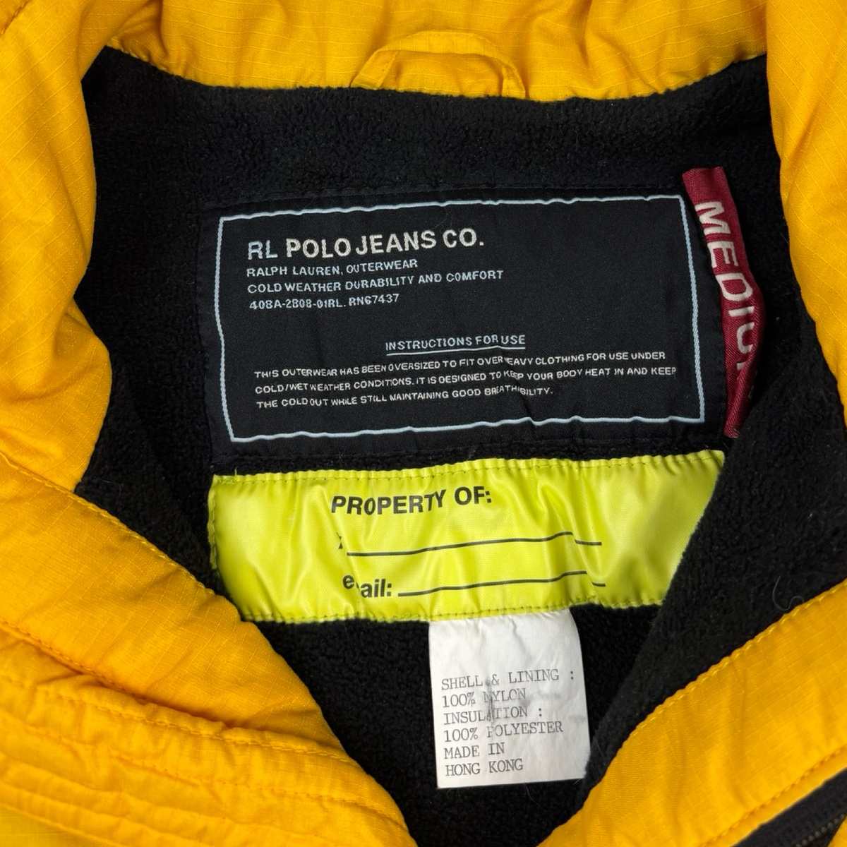 Vintage Polo Ralph Lauren Jeans Co. Insultated Jacket Yellow/Black/Grey